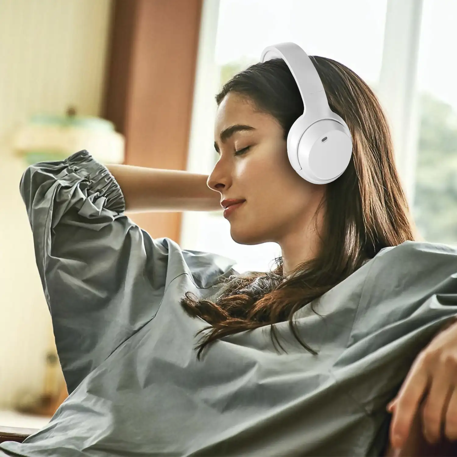 Cascos VJ375 Bluetooth 5.3 con cancelación activa de ruido ANC. Modo música y modo gaming. Manos libres.