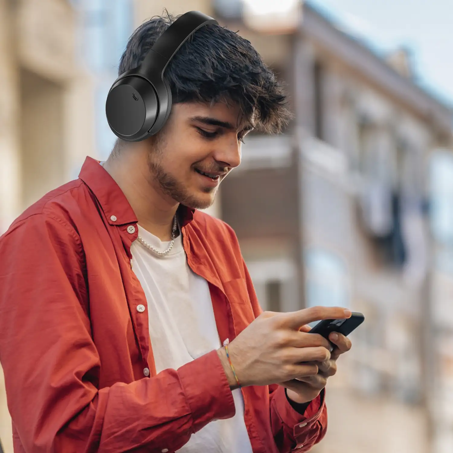 Cascos VJ375 Bluetooth 5.3 con cancelación activa de ruido ANC. Modo música y modo gaming. Manos libres.