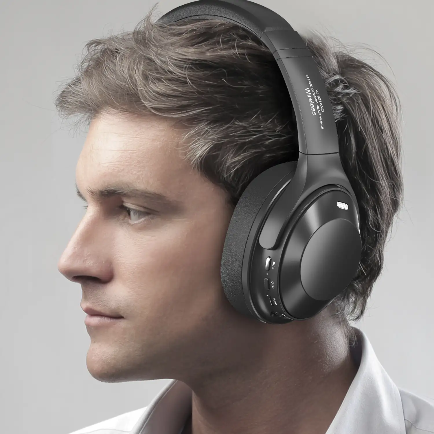 Cascos VJ901 Bluetooth 5.3 con cancelación activa de ruido ANC. Manos libres, acceso asistente de voz.