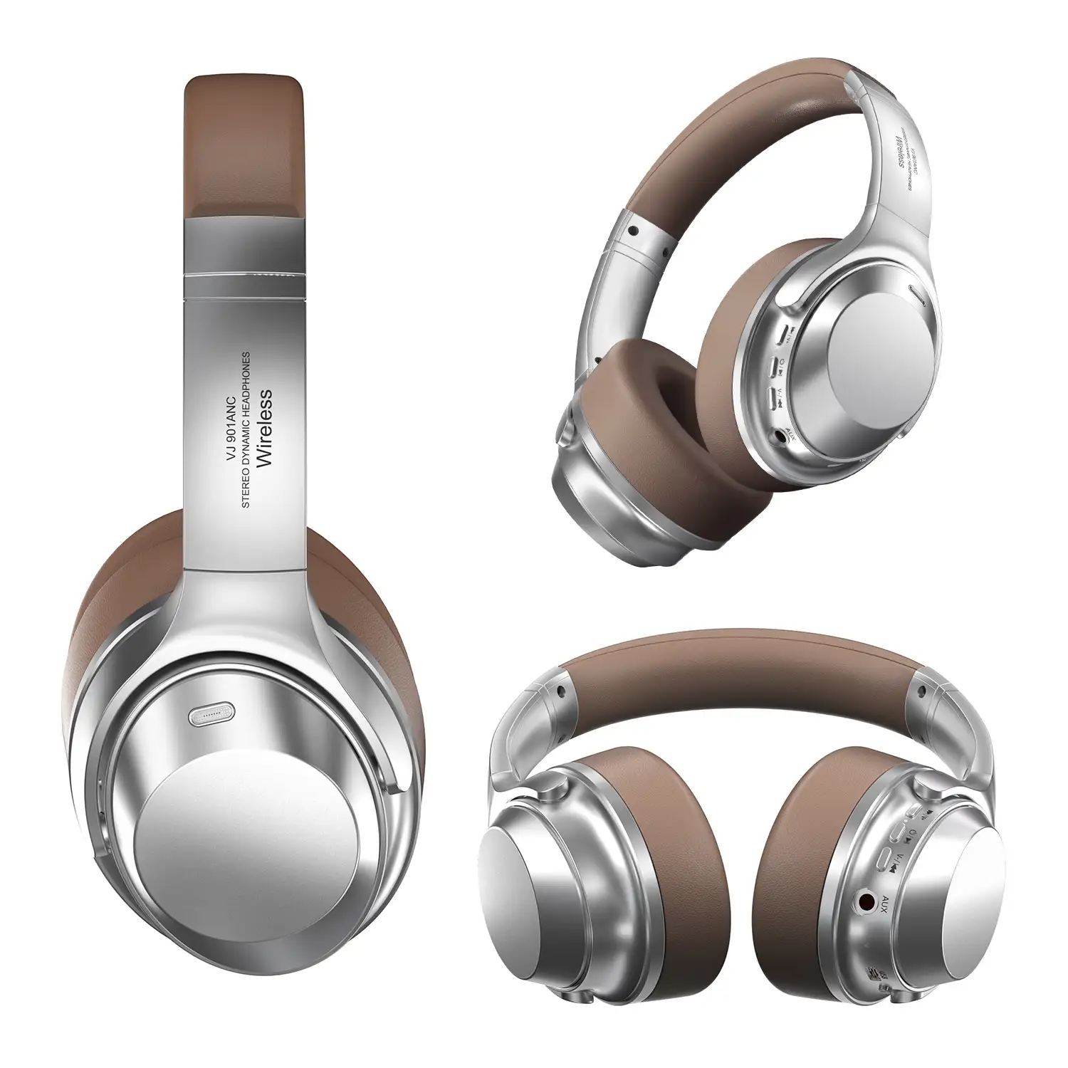 Cascos VJ901 Bluetooth 5.3 con cancelación activa de ruido ANC. Manos libres, acceso asistente de voz.