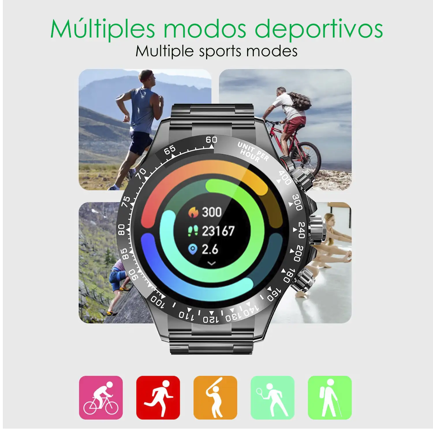 Smartwatch G6 Max. Llamadas BT, notificaciones, asistente de voz. Monitor de tensión y cardiaco, multideportivo.