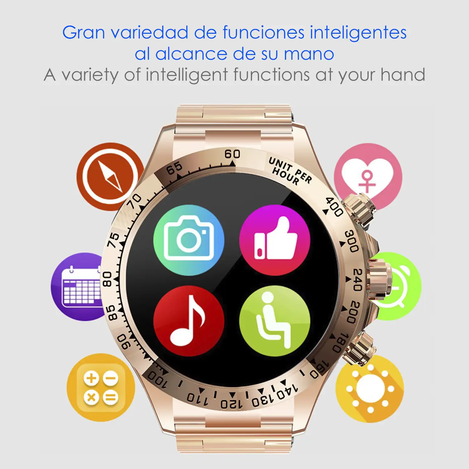 Smartwatch G6 Max. Llamadas BT, notificaciones, asistente de voz. Monitor de tensión y cardiaco, multideportivo.