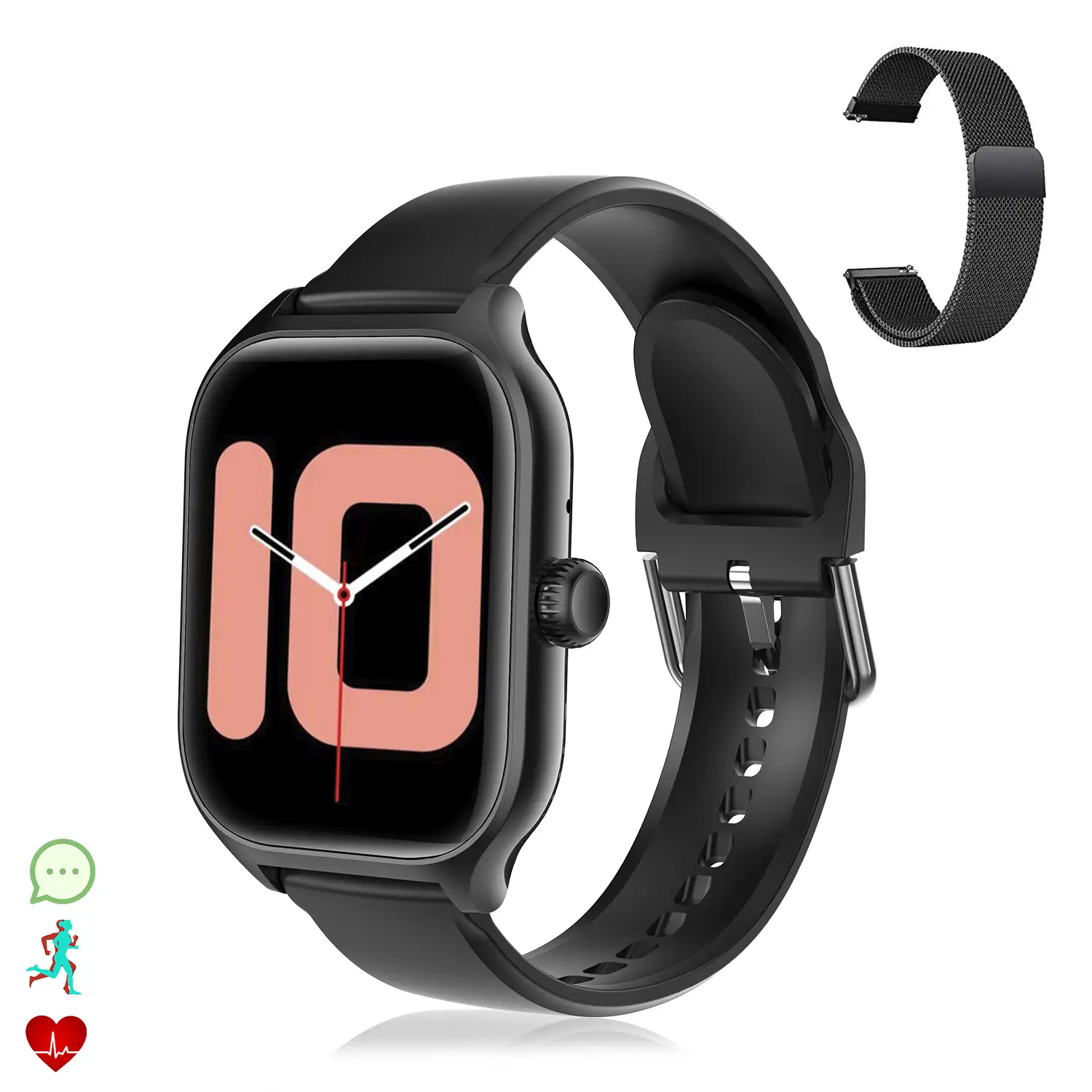 Smartwatch GTS4 Plus con llamadas BT, notificaciones push. Monitor deportivo y de salud. Corona multifunción. 2 correas silicona y metal.