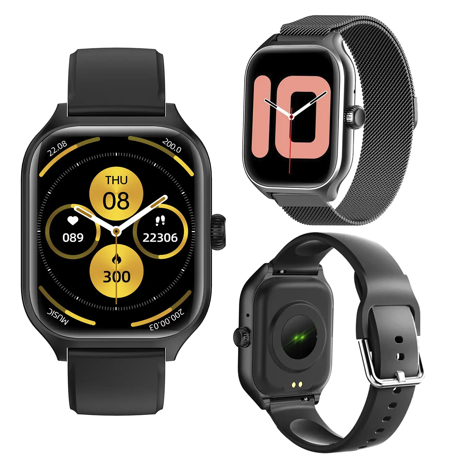 Smartwatch GTS4 Plus con llamadas BT, notificaciones push. Monitor deportivo y de salud. Corona multifunción. 2 correas silicona y metal.