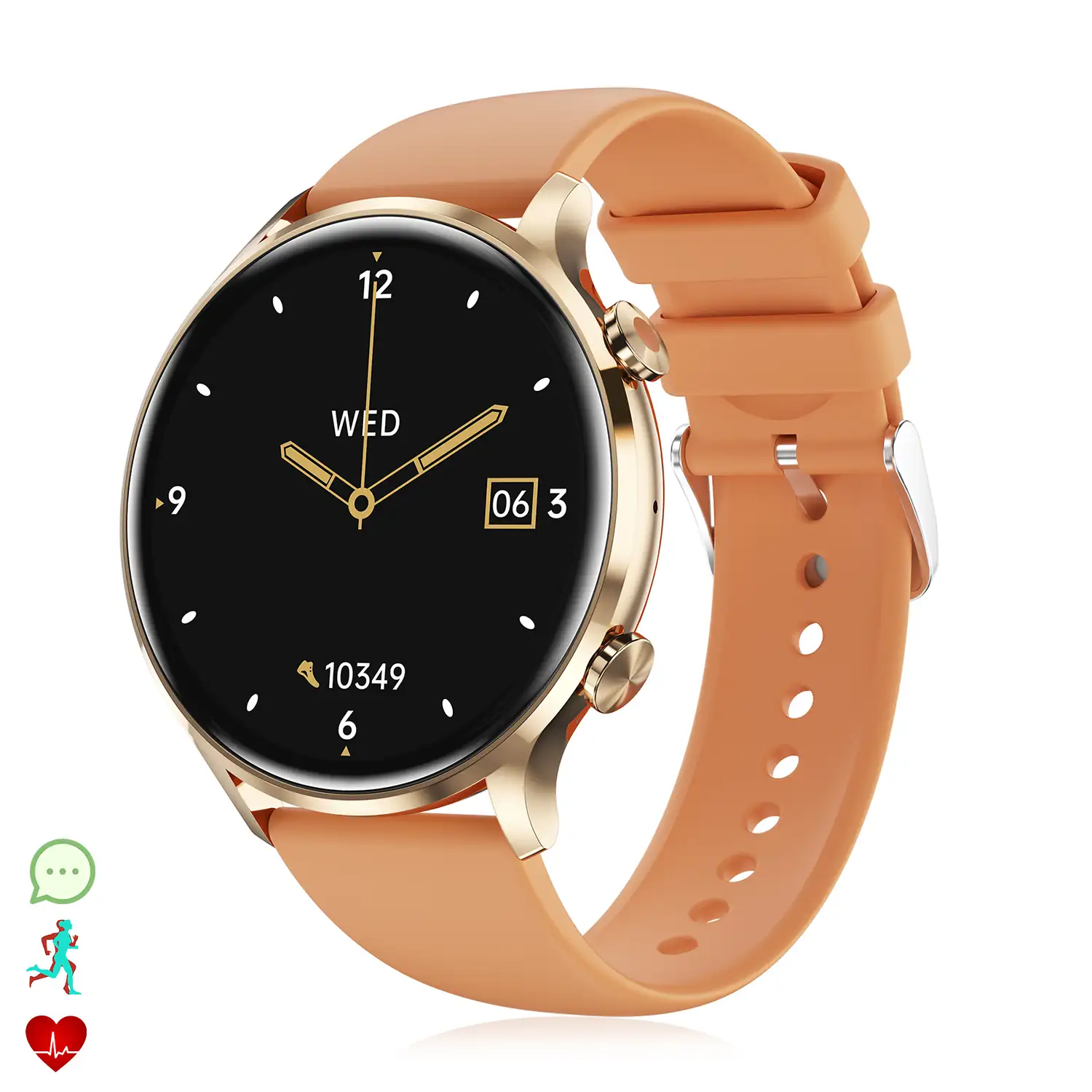 Smartwatch QS40 con llamadas Bluetooth, notificaciones push. Múltiples modos deportivos, monitores de salud.