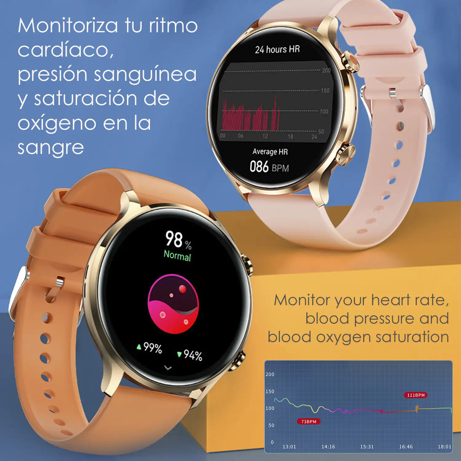 Smartwatch QS40 con llamadas Bluetooth, notificaciones push. Múltiples modos deportivos, monitores de salud.