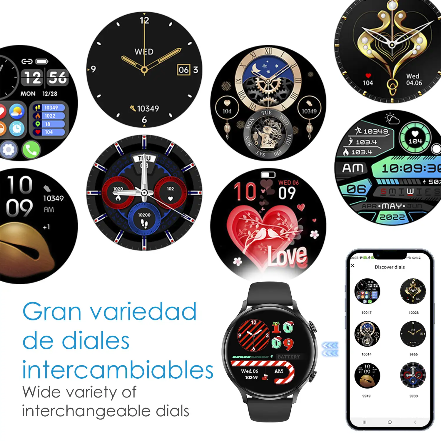Smartwatch QS40 con llamadas Bluetooth, notificaciones push. Múltiples modos deportivos, monitores de salud.