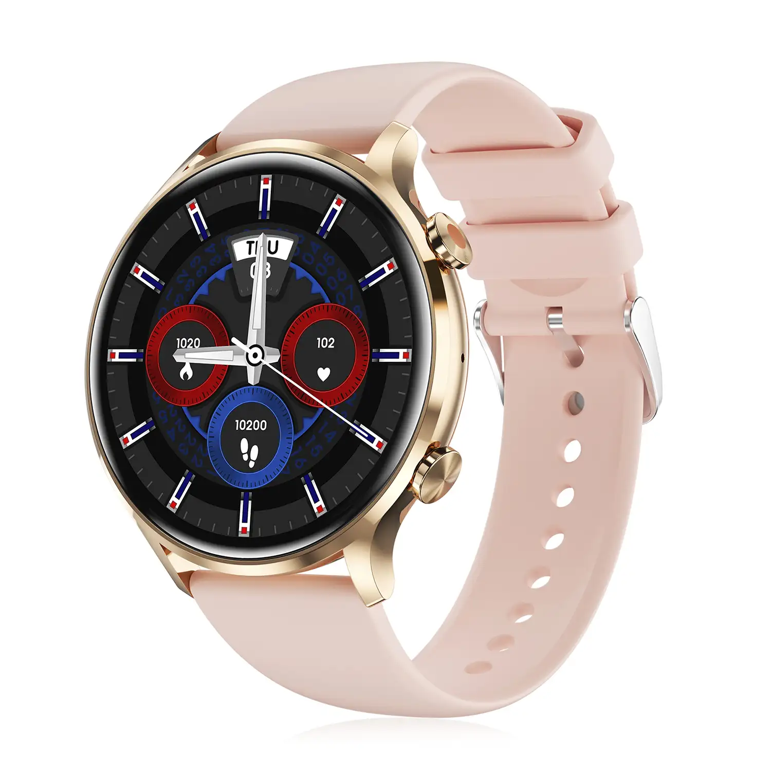 Smartwatch QS40 con llamadas Bluetooth, notificaciones push. Múltiples modos deportivos, monitores de salud.