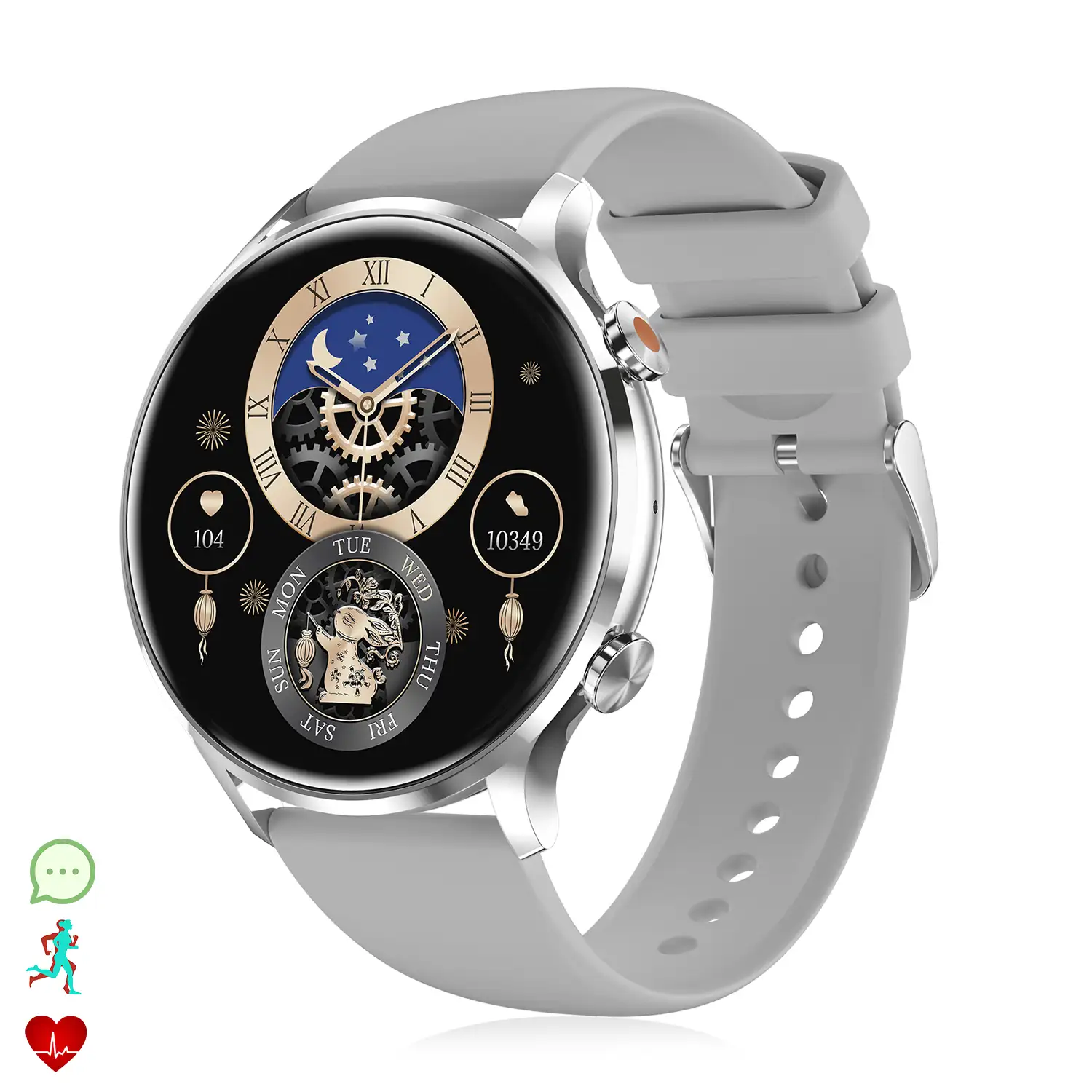 Smartwatch QS40 con llamadas Bluetooth, notificaciones push. Múltiples modos deportivos, monitores de salud.