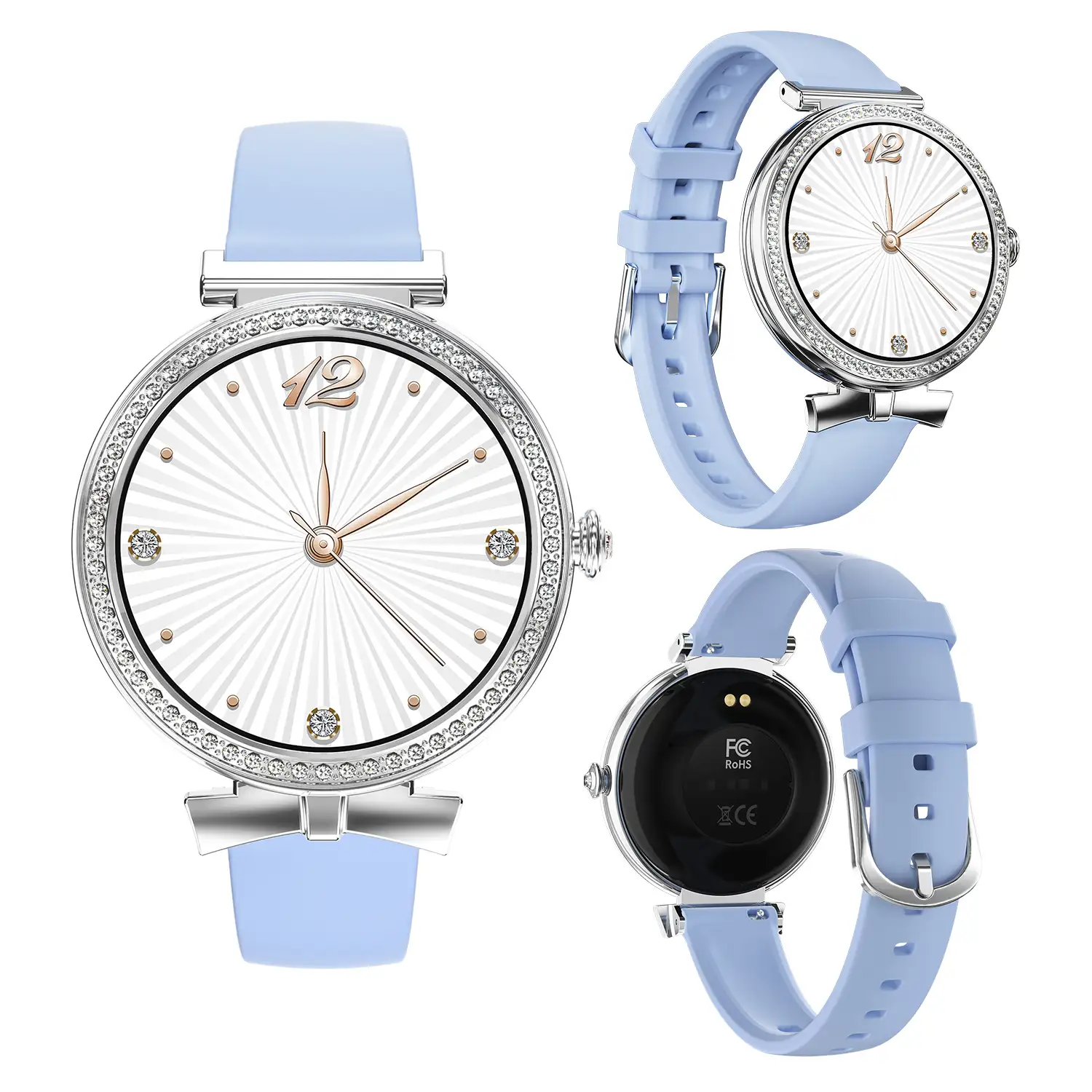 Smartwatch QS01 compacto y elegante. Llamadas BT, notificaciones push. Monitor de salud, ciclos femeninos. Modos deportivos.