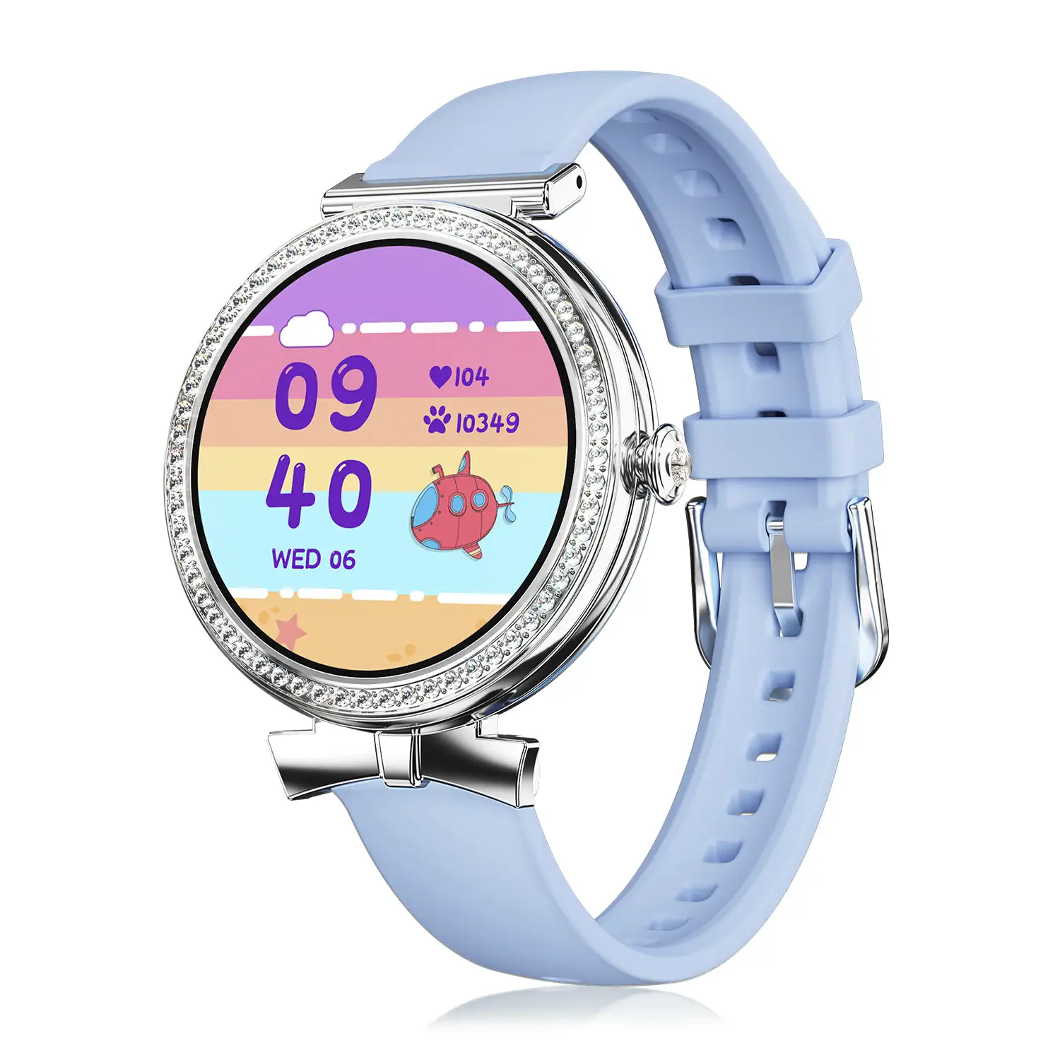 Smartwatch QS01 compacto y elegante. Llamadas BT, notificaciones push. Monitor de salud, ciclos femeninos. Modos deportivos.