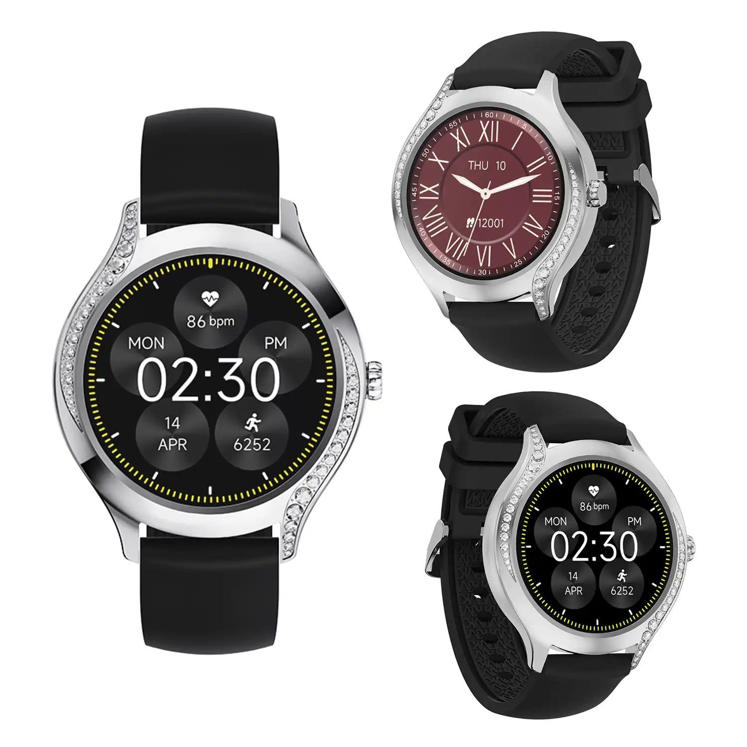 Smartwatch T214 compacto y elegante. Llamadas BT, notificaciones push. Monitor de salud, ciclos femeninos. Modos deportivos.
