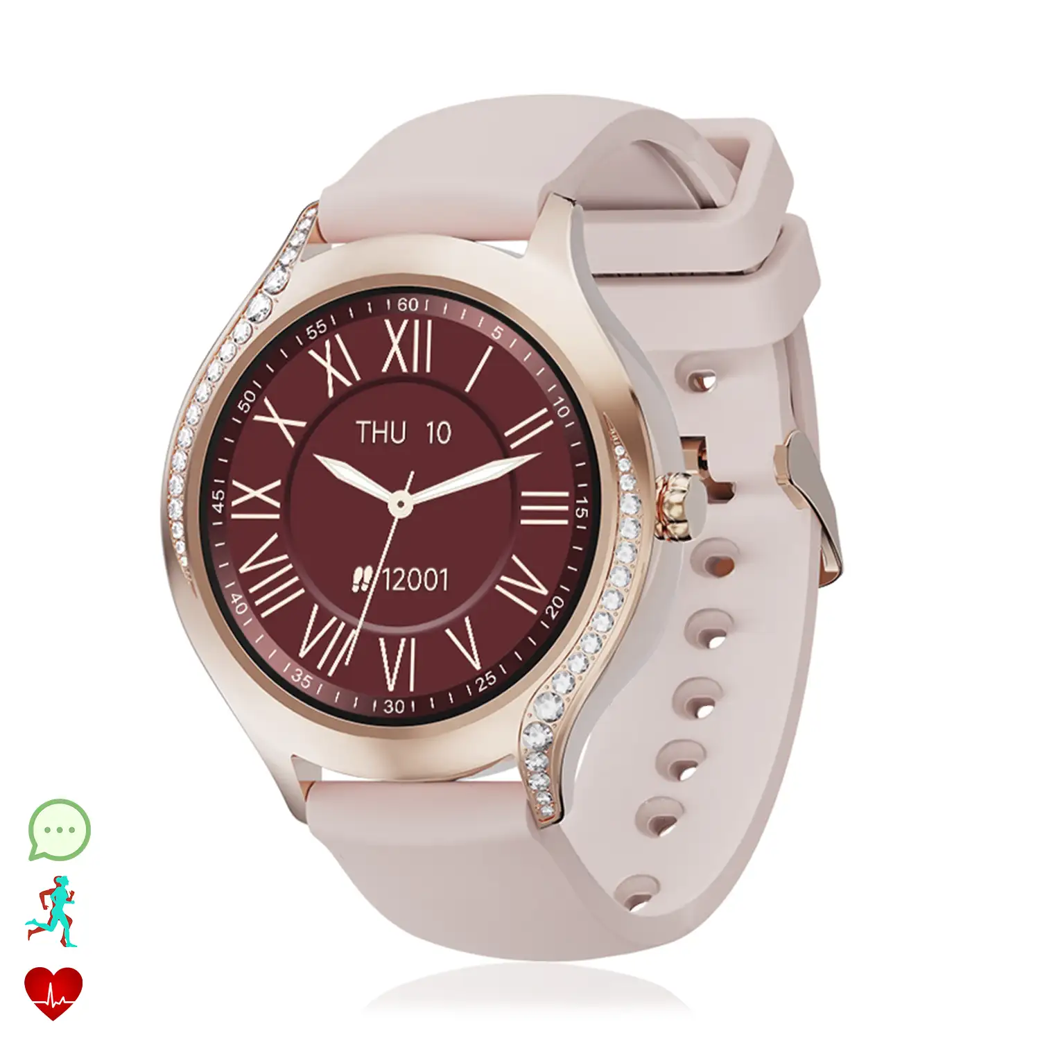 Smartwatch T214 compacto y elegante. Llamadas BT, notificaciones push. Monitor de salud, ciclos femeninos. Modos deportivos.