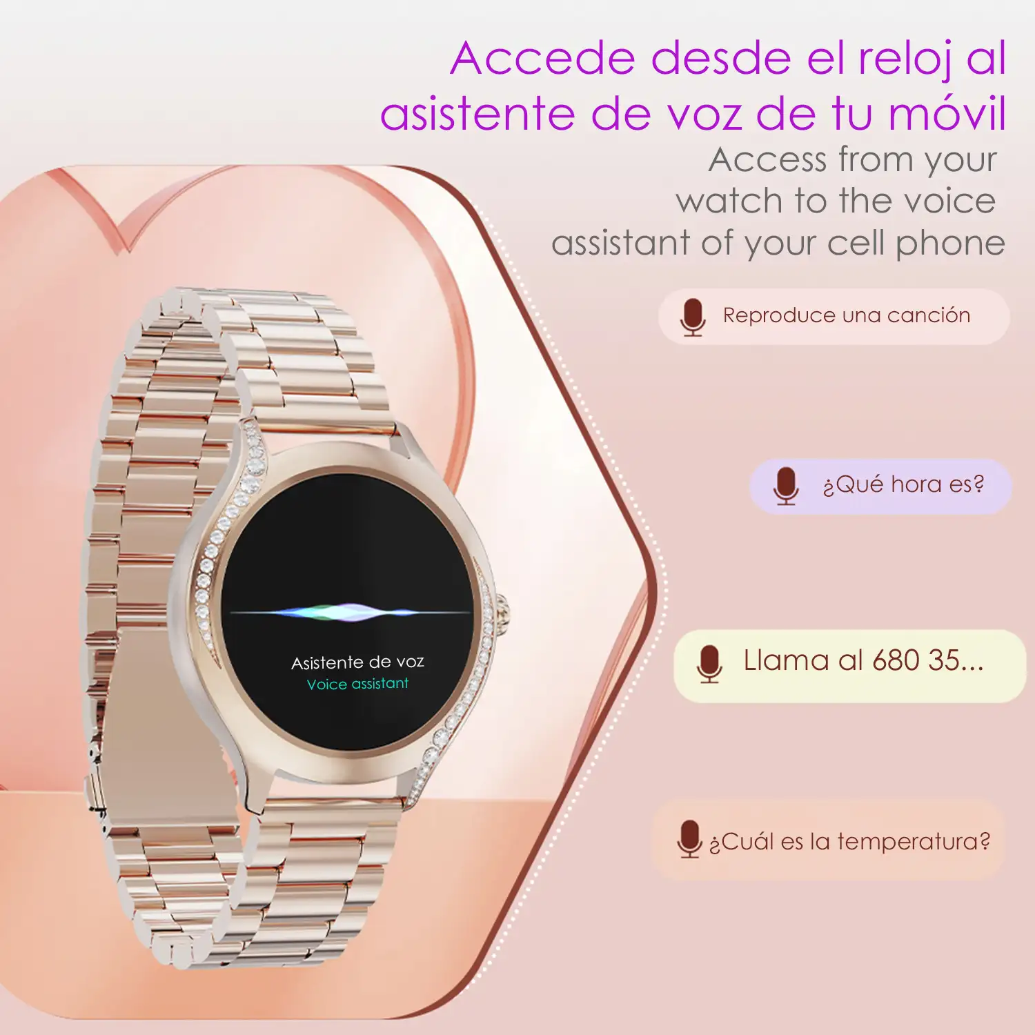 Smartwatch T214 compacto y elegante. Llamadas BT, notificaciones push. Monitor de salud, ciclos femeninos. Modos deportivos.