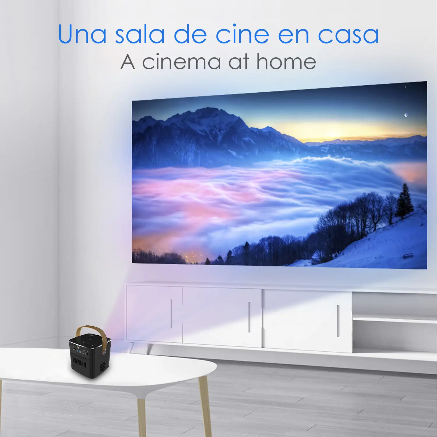 Mini video proyector LED portátil P12, DLP. Full HD 1080P. Android 9.0, WiFi. Duplicación pantalla. Batería recargable. Netflix, Youtube, etc.