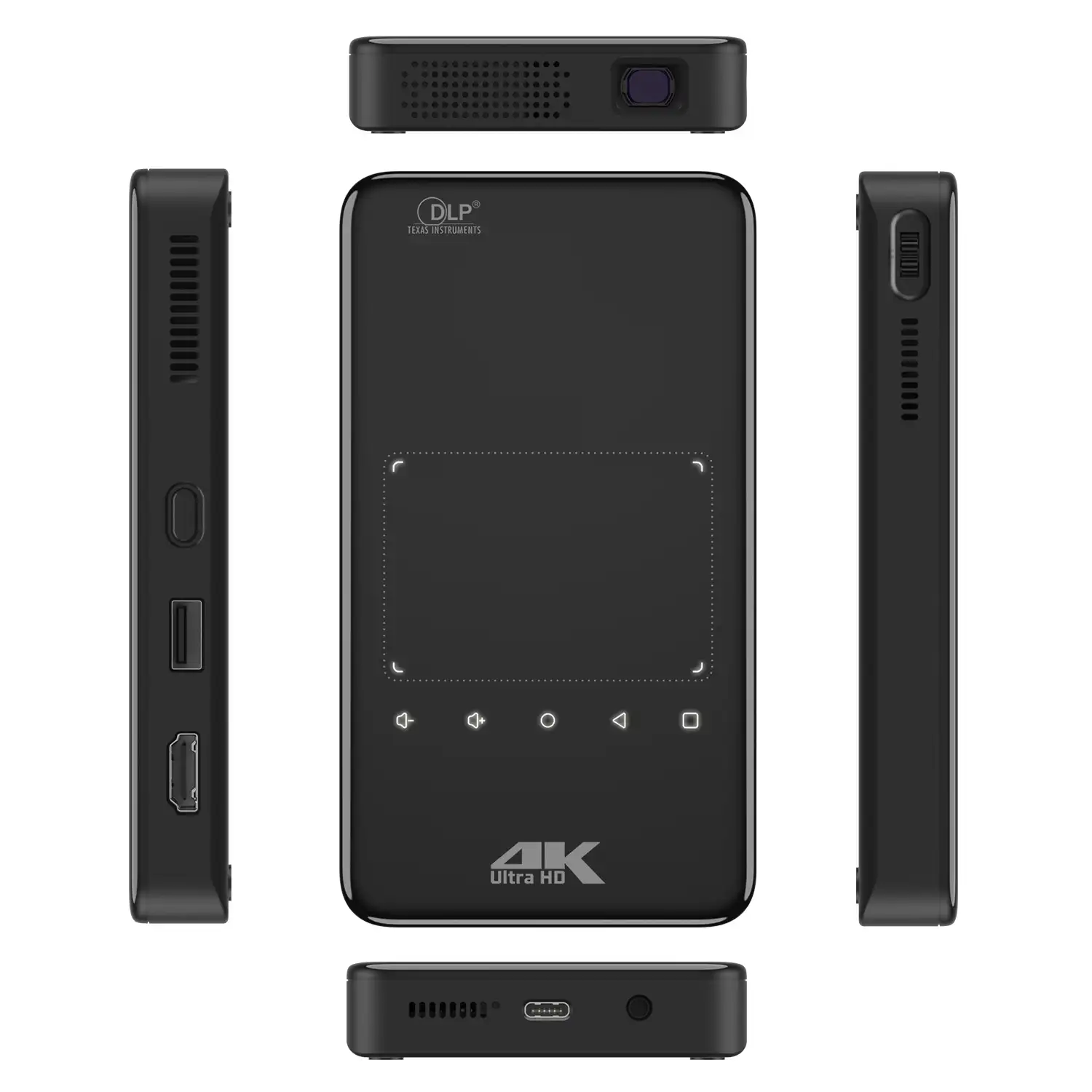 Mini video proyector LED portátil S90, DLP. Android 9.0, WiFi, panel táctil. Batería recargable. Duplicación pantalla. Netflix, Youtube, etc.