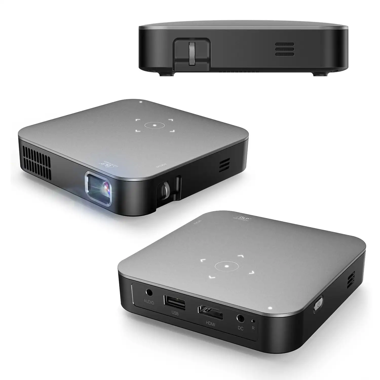 Mini video proyector LED portátil S200, DLP. Android 9.0, WiFi, panel táctil. Batería recargable. Duplicación pantalla. Netflix, Youtube, etc.