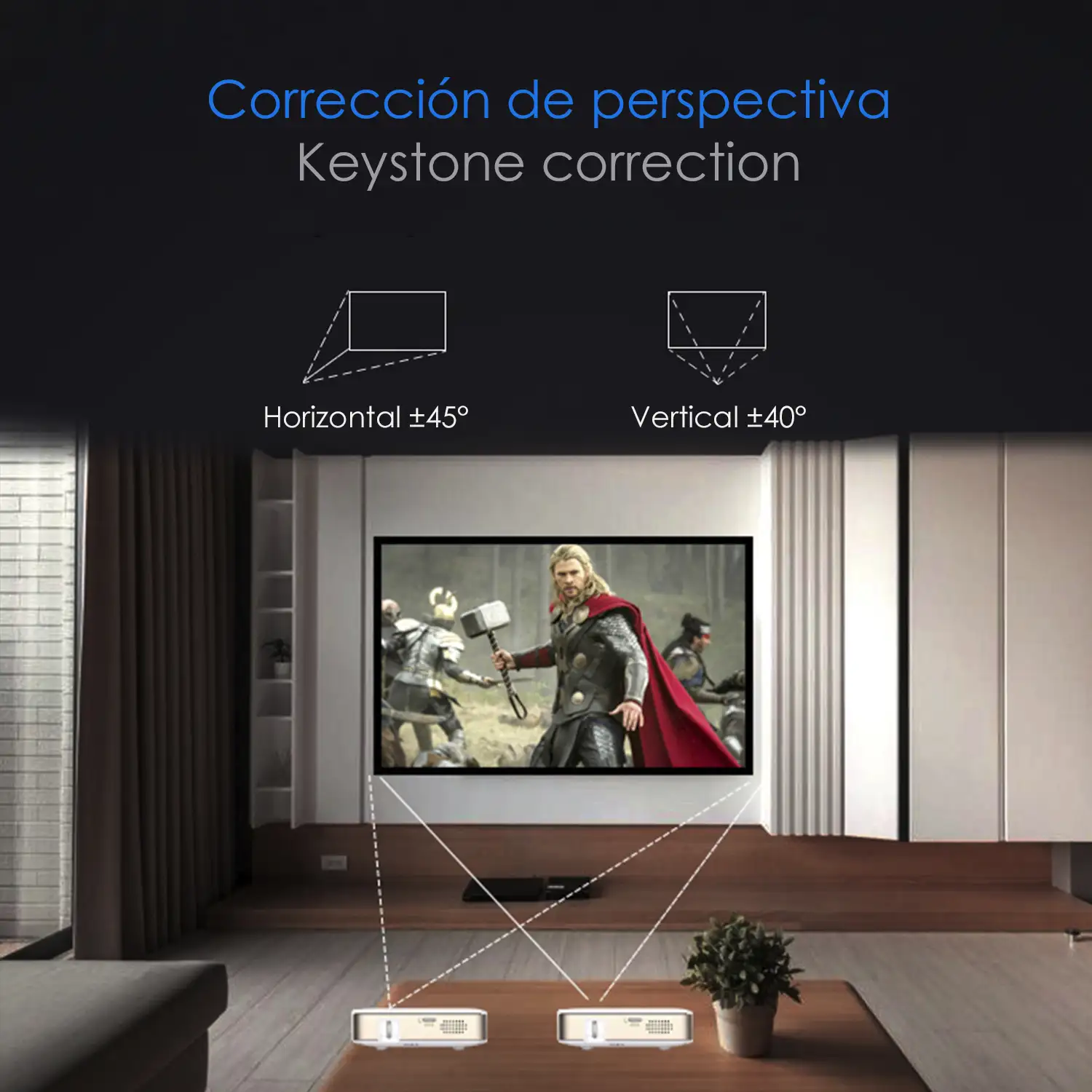 Mini video proyector LED portátil S280, DLP. HD 720P. Android 9.0, WiFi, panel táctil. Batería recargable. Duplicación pantalla. Netflix, Youtube, etc.