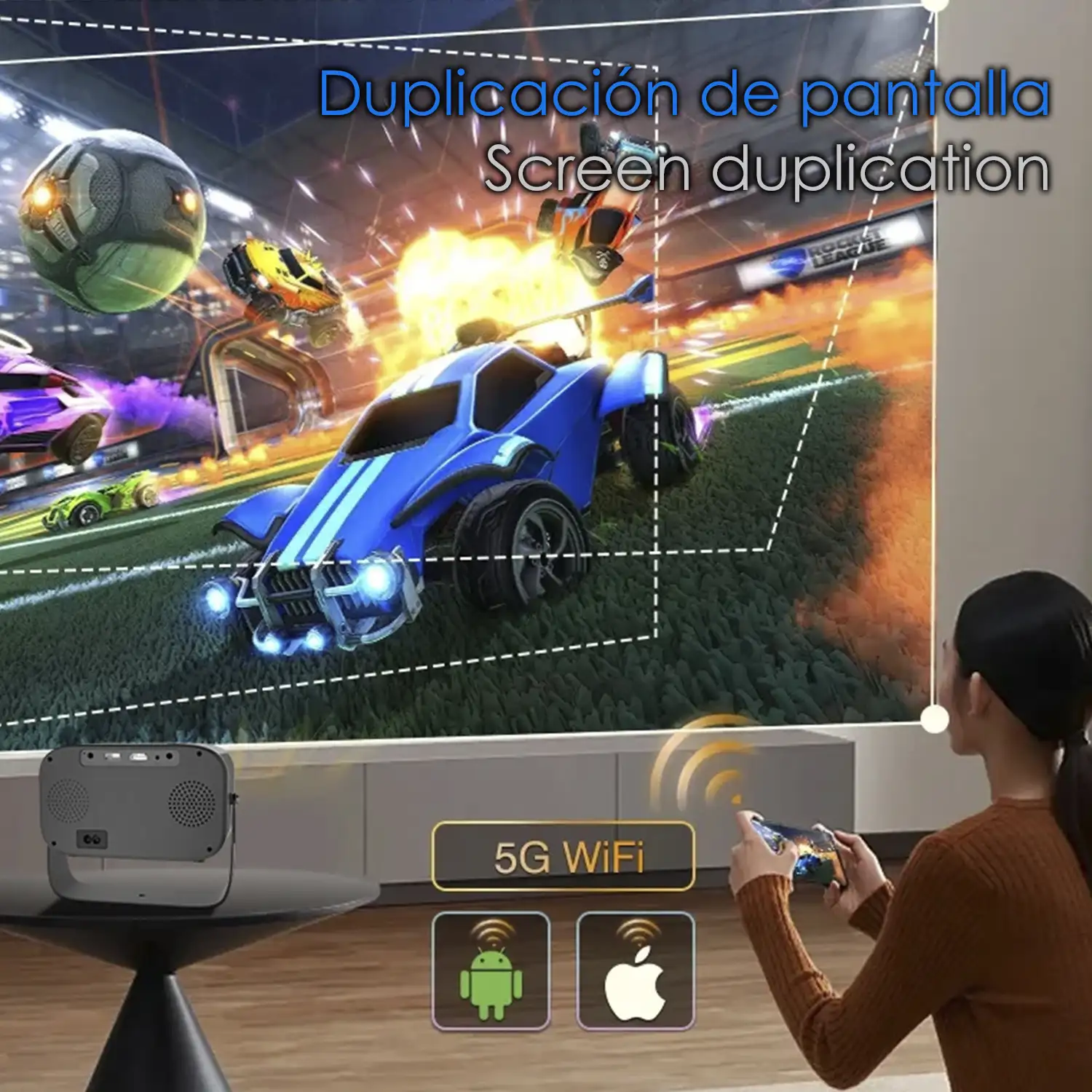 Video proyector LCD K6, HD 720P, soporte 4K. Android 9.0, WiFi, 4200lm, 30-150 pulgadas. Duplicación pantalla. Netflix, Youtube, etc.