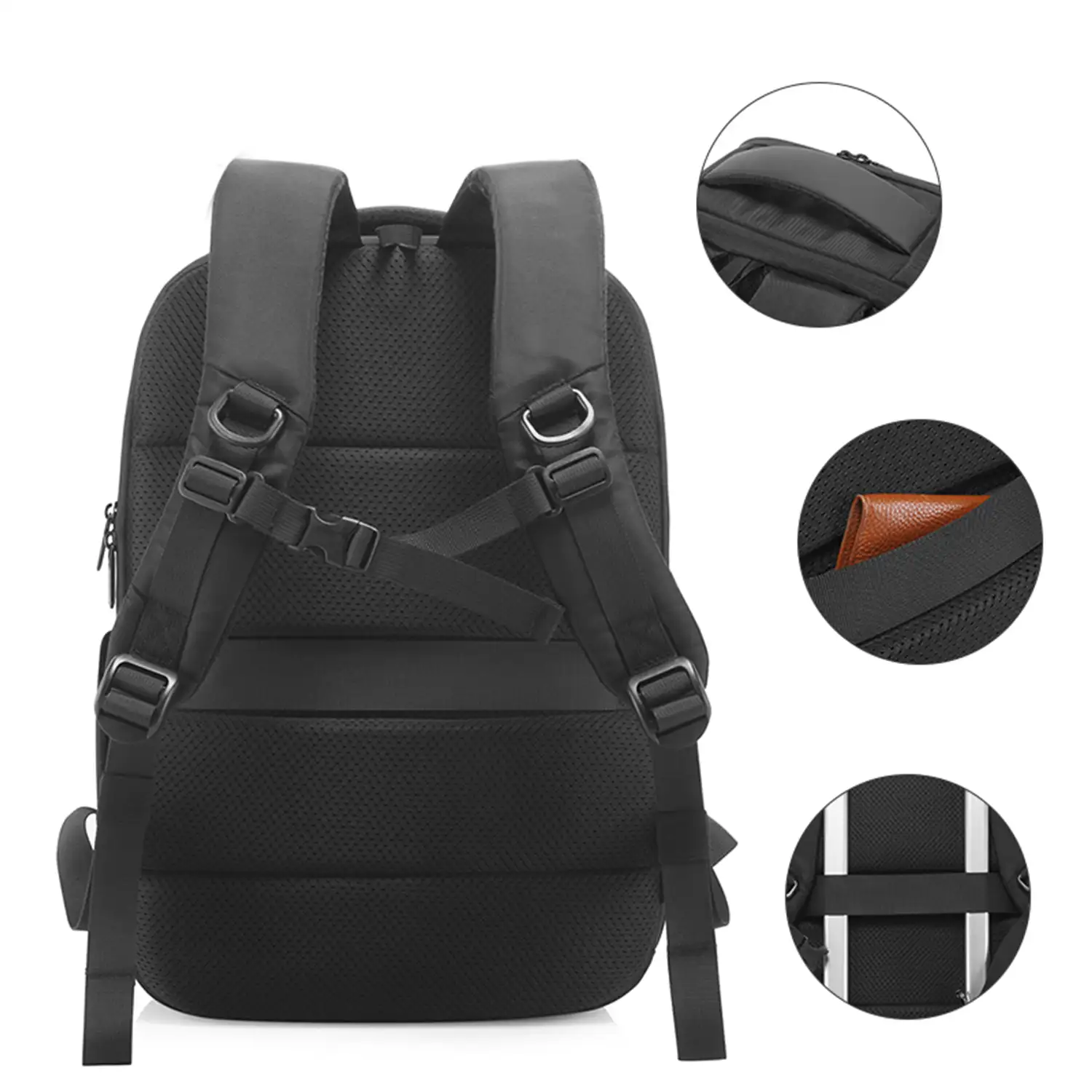 Mochila doble compartimento con capa impermeable, Laptop  15,6, bolsillo antirrobo. Adaptable a trolley.