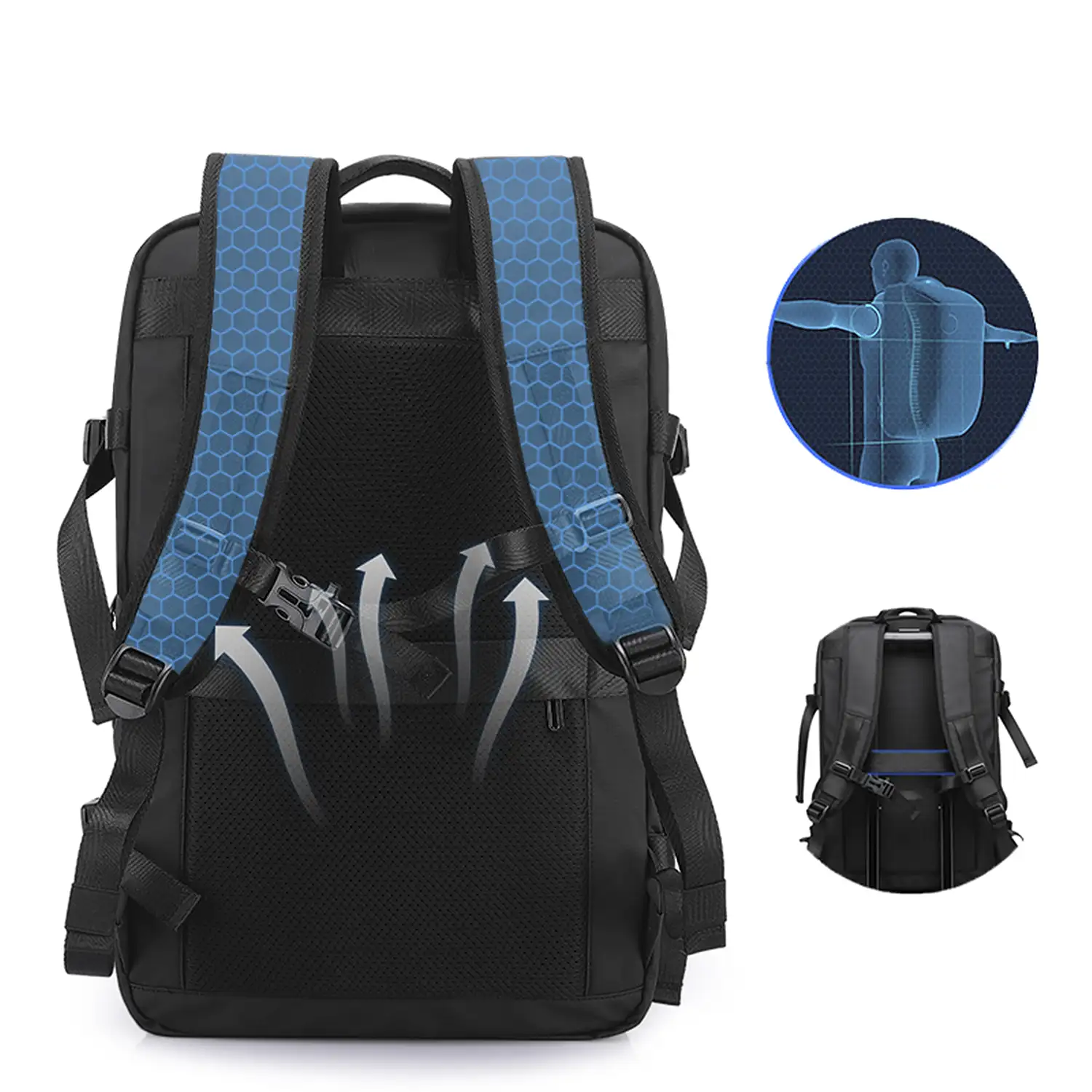 Mochila expandible 36L/50L con capa impermeable, porta Laptop 17,3