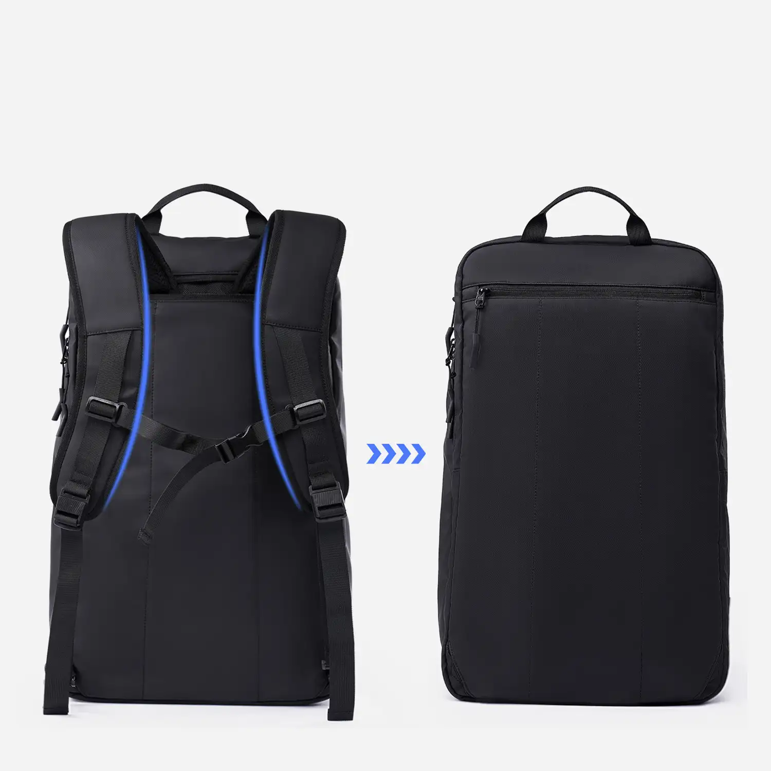 Mochila multi compartimento con capa impermeable. Uso tipo bolsa. Laptop 17