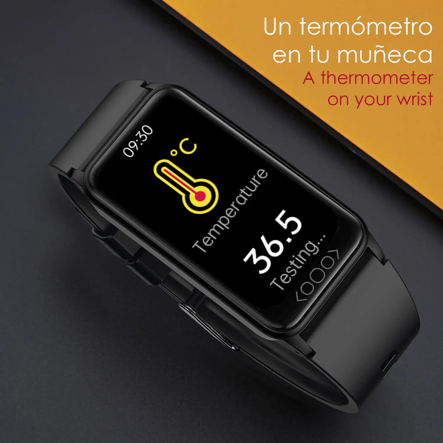 Brazalete inteligente TK71 Pro con temperatura corporal; monitor de glucosa, ácido úrico, estrés, cardiaco y de tensión.