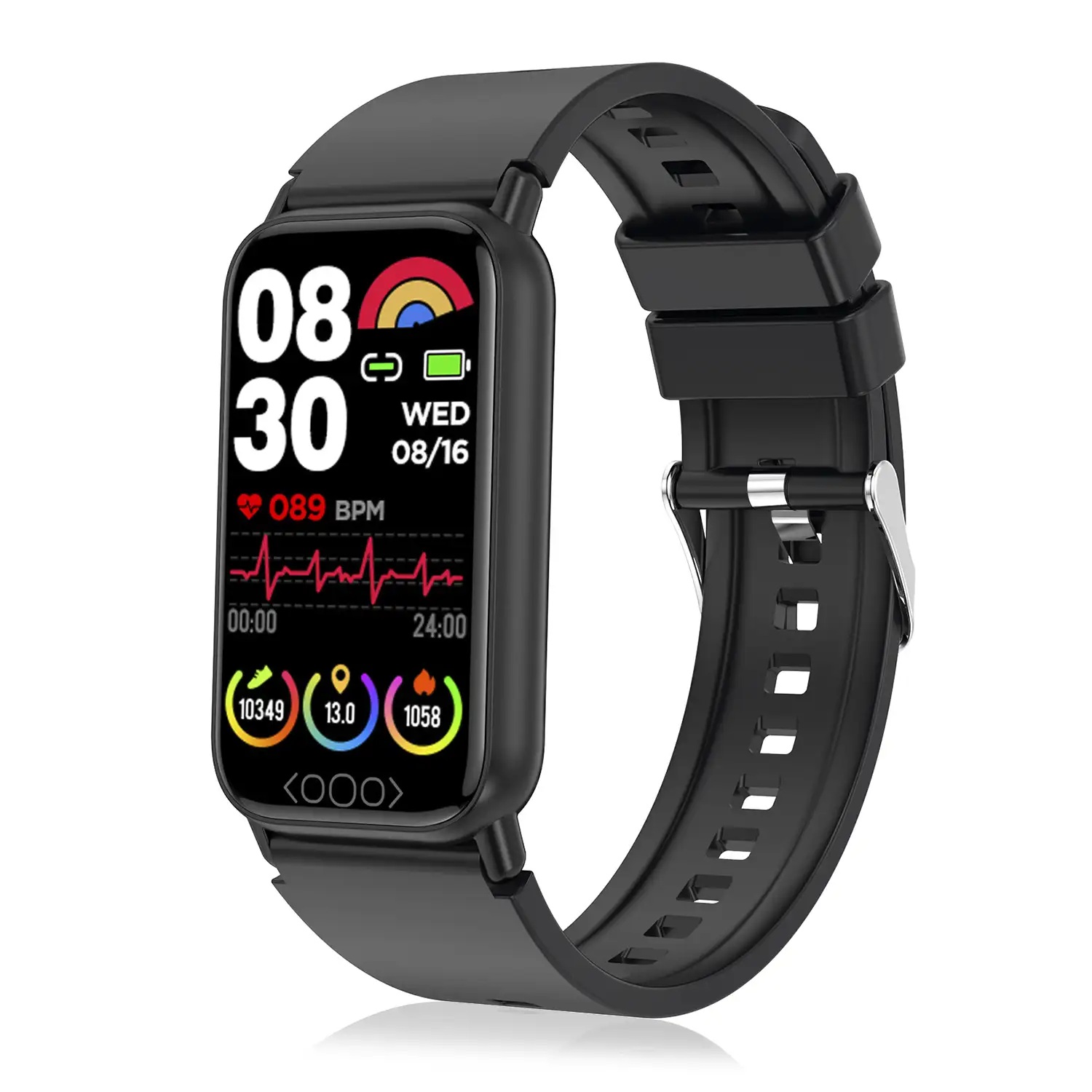 Brazalete inteligente TK72 con temperatura corporal; monitor de glucosa, ácido úrico, cardiaco y de tensión.