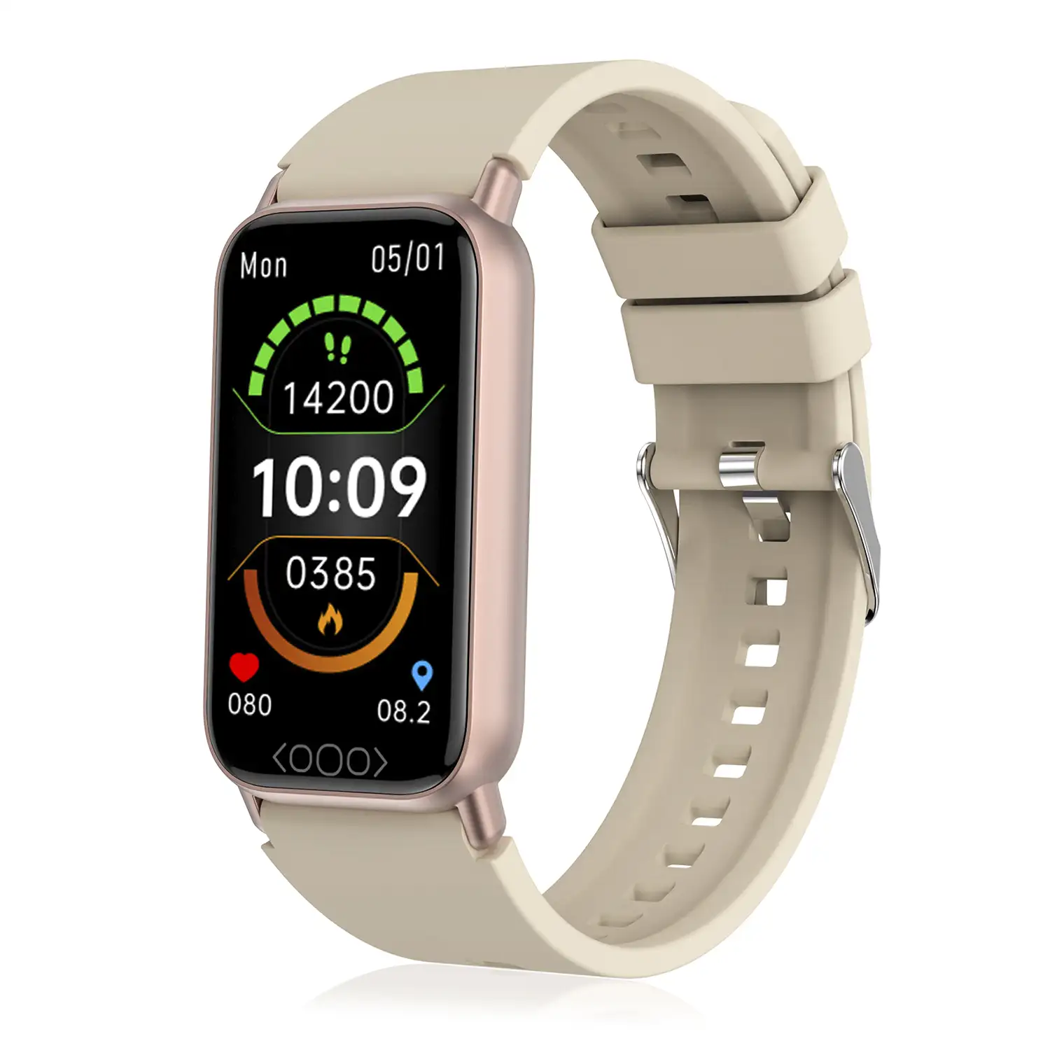 Brazalete inteligente TK72 con temperatura corporal; monitor de glucosa, ácido úrico, cardiaco y de tensión.