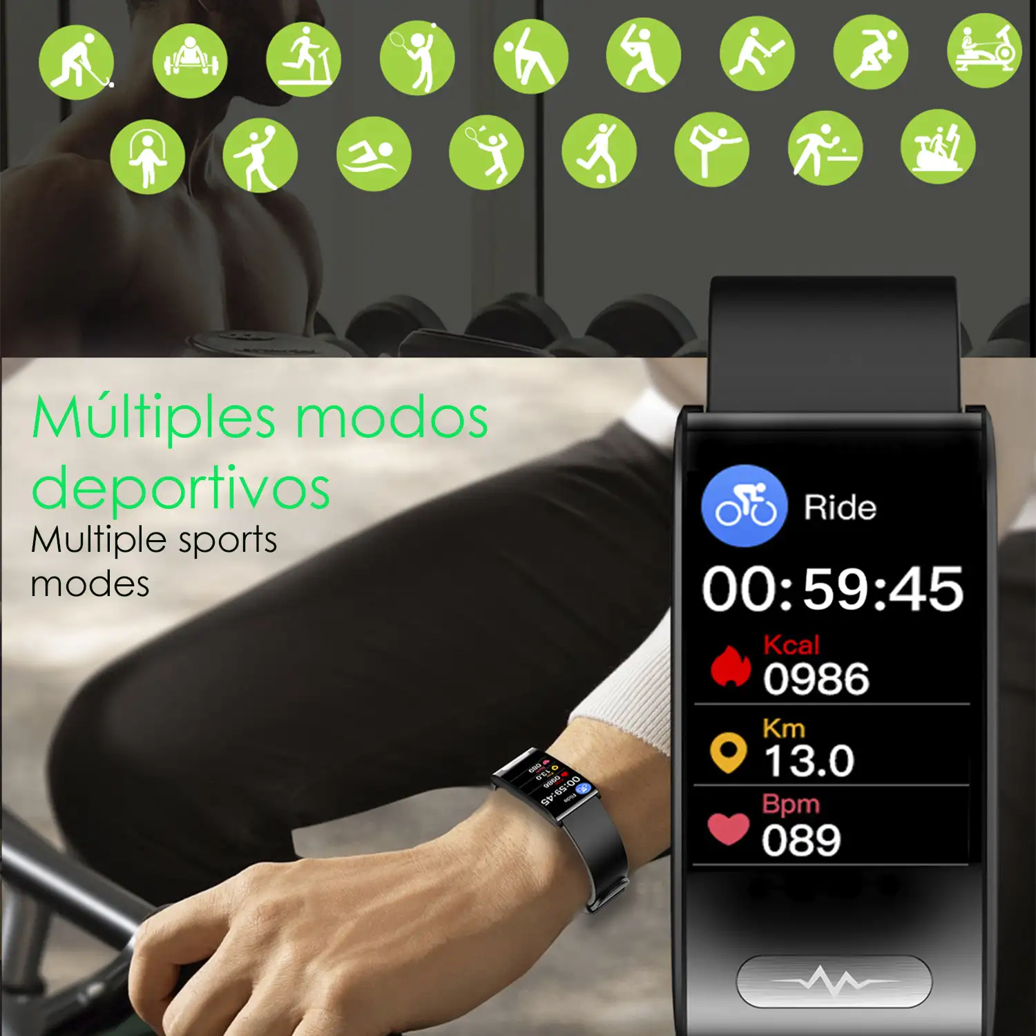 Brazalete inteligente TK70 ECG, monitor de glucosa en sangre, oxígeno y tensión, frecuencia cardiaca 24 horas, termómetro corporal.