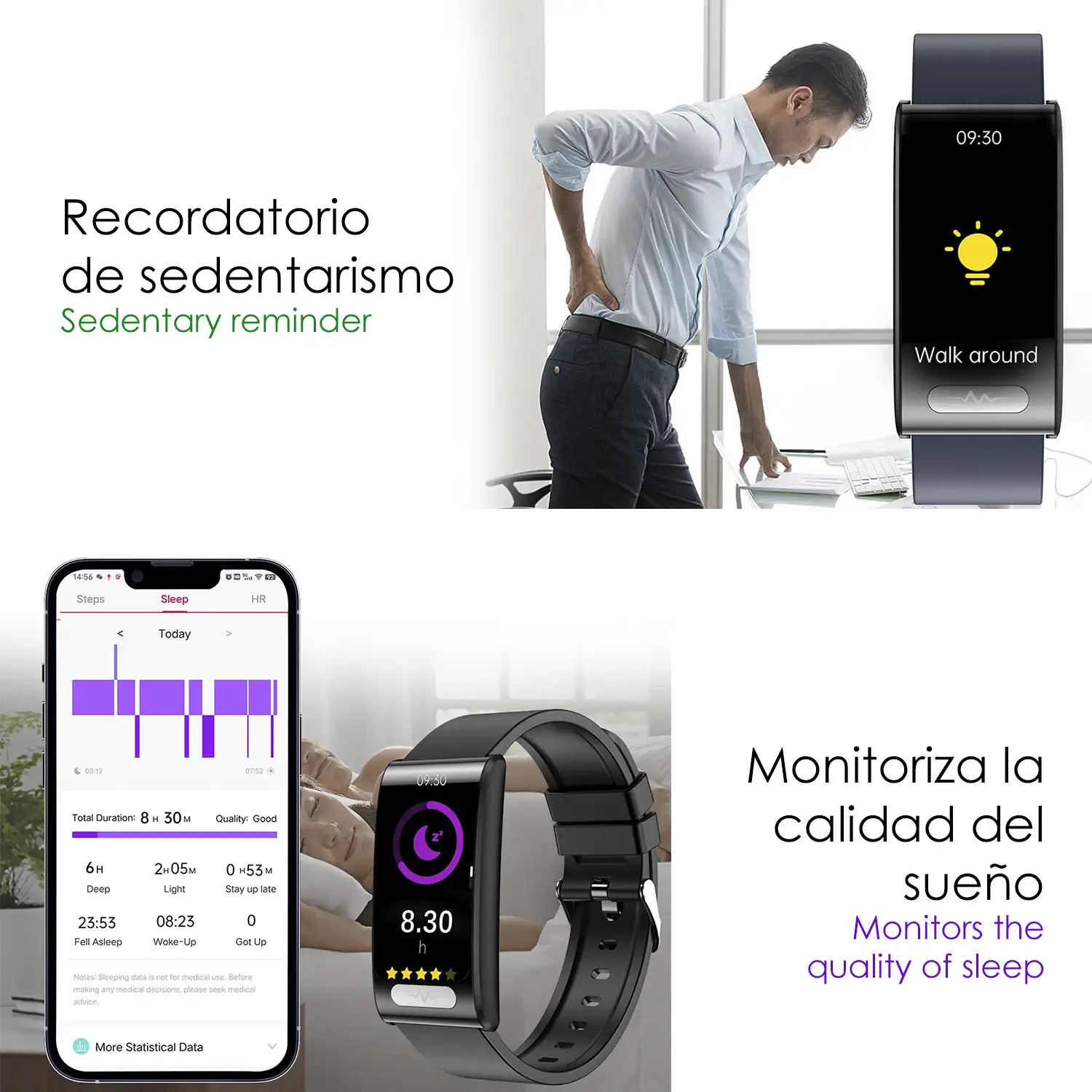 Brazalete inteligente TK70 ECG, monitor de glucosa en sangre, oxígeno y tensión, frecuencia cardiaca 24 horas, termómetro corporal.