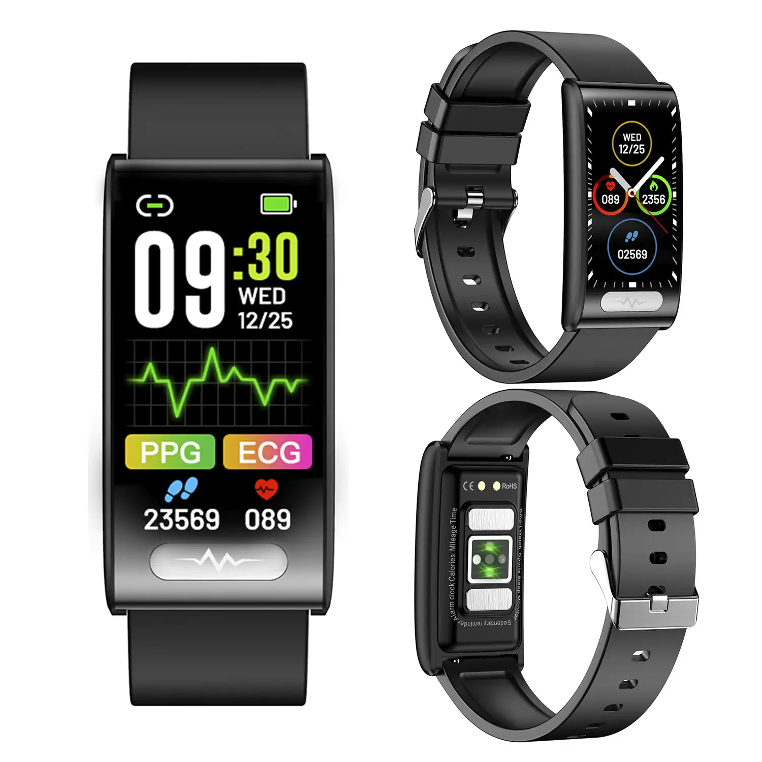 Brazalete inteligente TK70 ECG, monitor de glucosa en sangre, oxígeno y tensión, frecuencia cardiaca 24 horas, termómetro corporal.