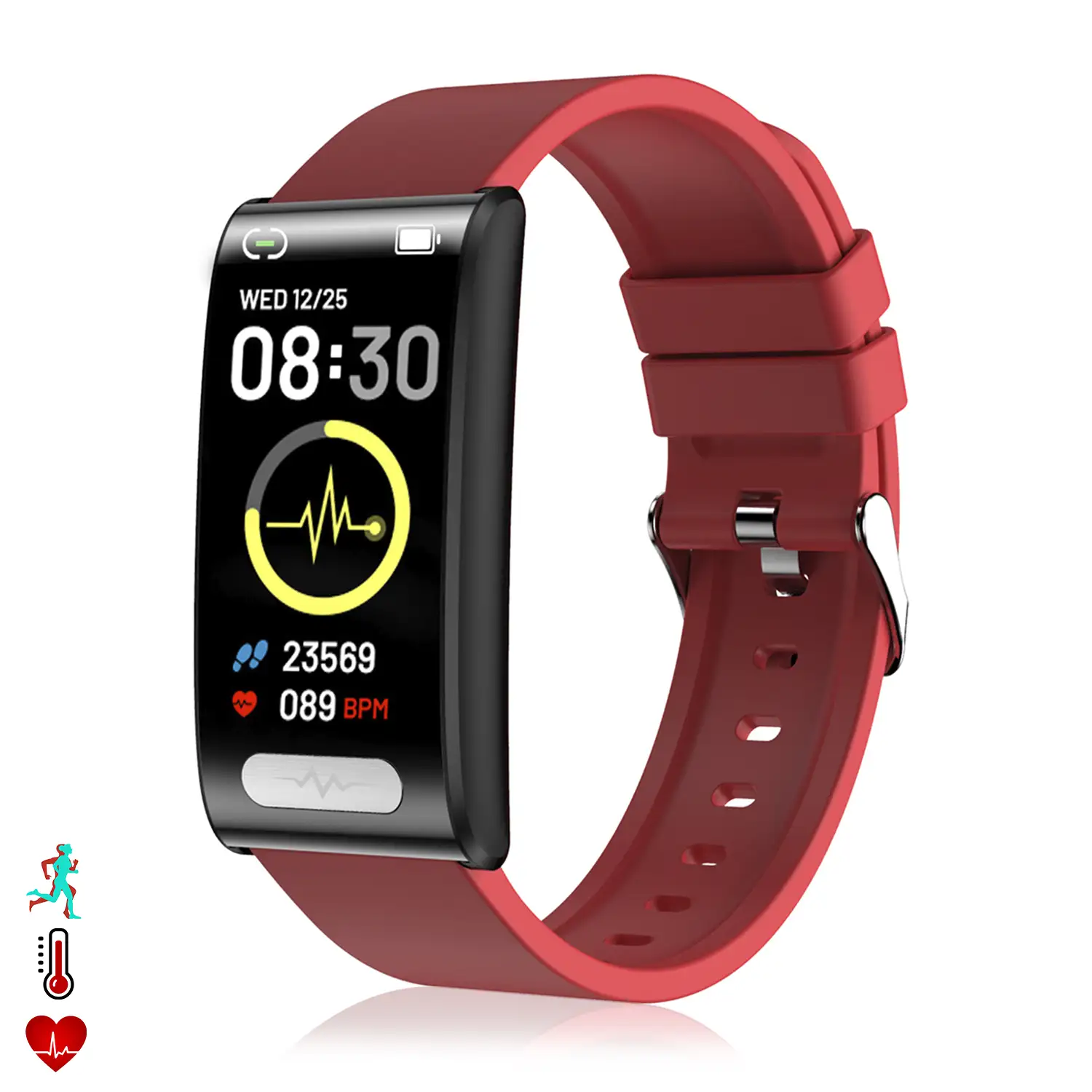 Brazalete inteligente TK70 ECG, monitor de glucosa en sangre, oxígeno y tensión, frecuencia cardiaca 24 horas, termómetro corporal.