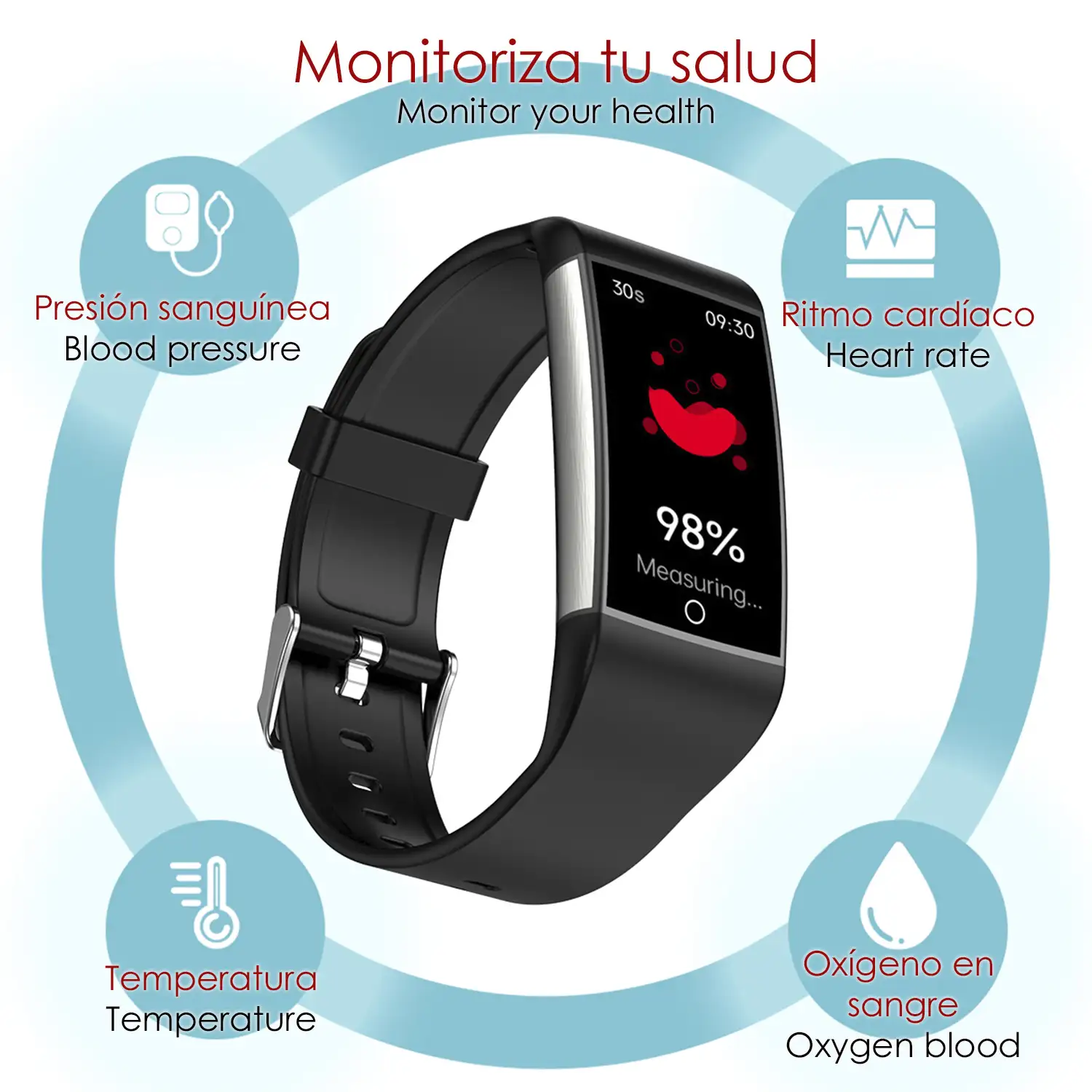 Brazalete inteligente TK76. Terapia de moxibustión magnética. Monitor de ácido úrico, lípidos en sangre, grasa corporal, glucosa en sangre.
