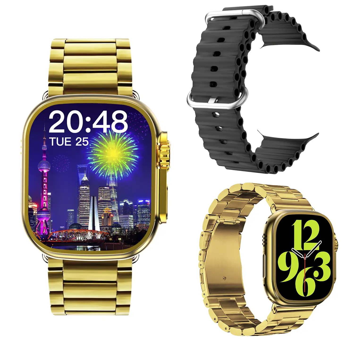 Smartwatch C9 Ultra Max con 20 modos de deporte, llamadas Bluetooth. Monitores de frecuencia cardiaca, oxígeno en sangre, tensión. Doble correa.