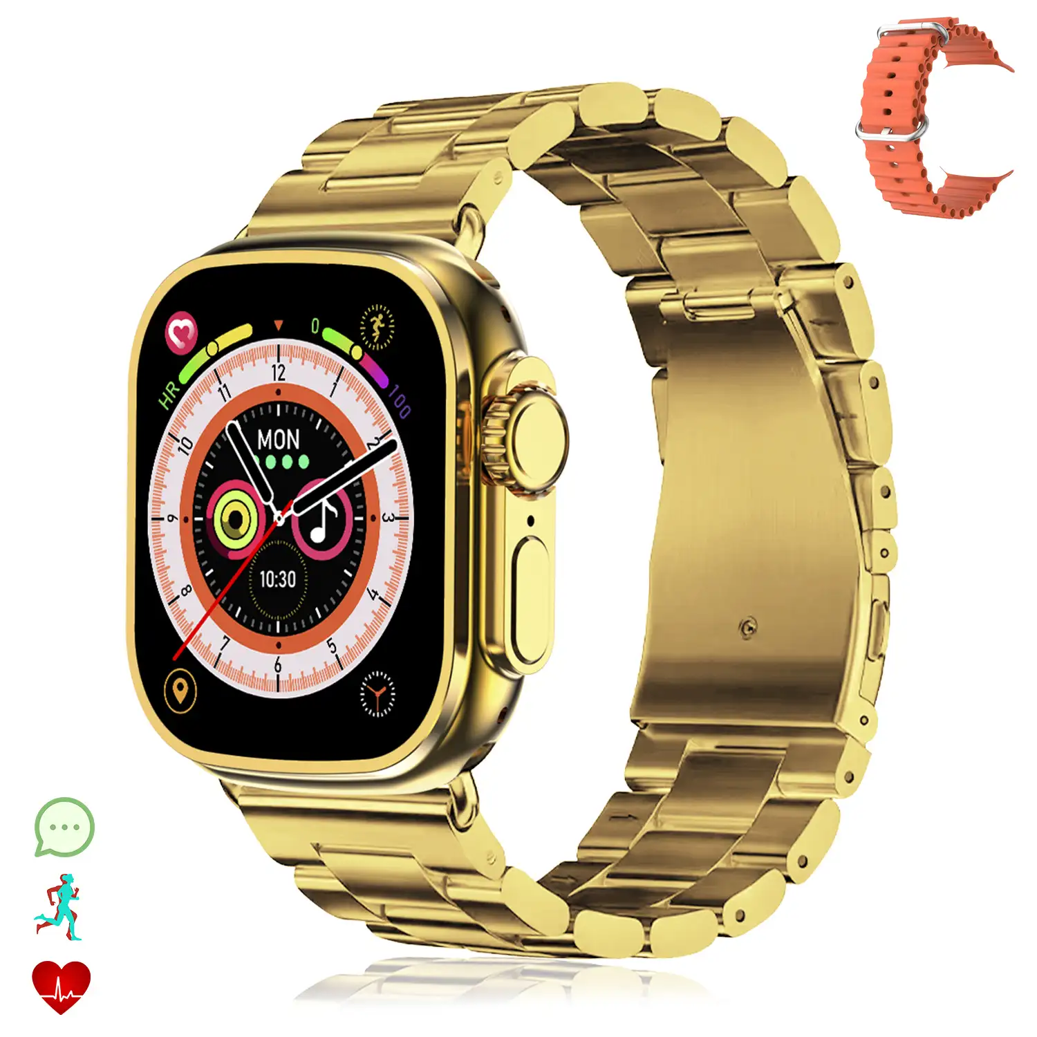 Smartwatch C9 Ultra Max con 20 modos de deporte, llamadas Bluetooth. Monitores de frecuencia cardiaca, oxígeno en sangre, tensión. Doble correa.