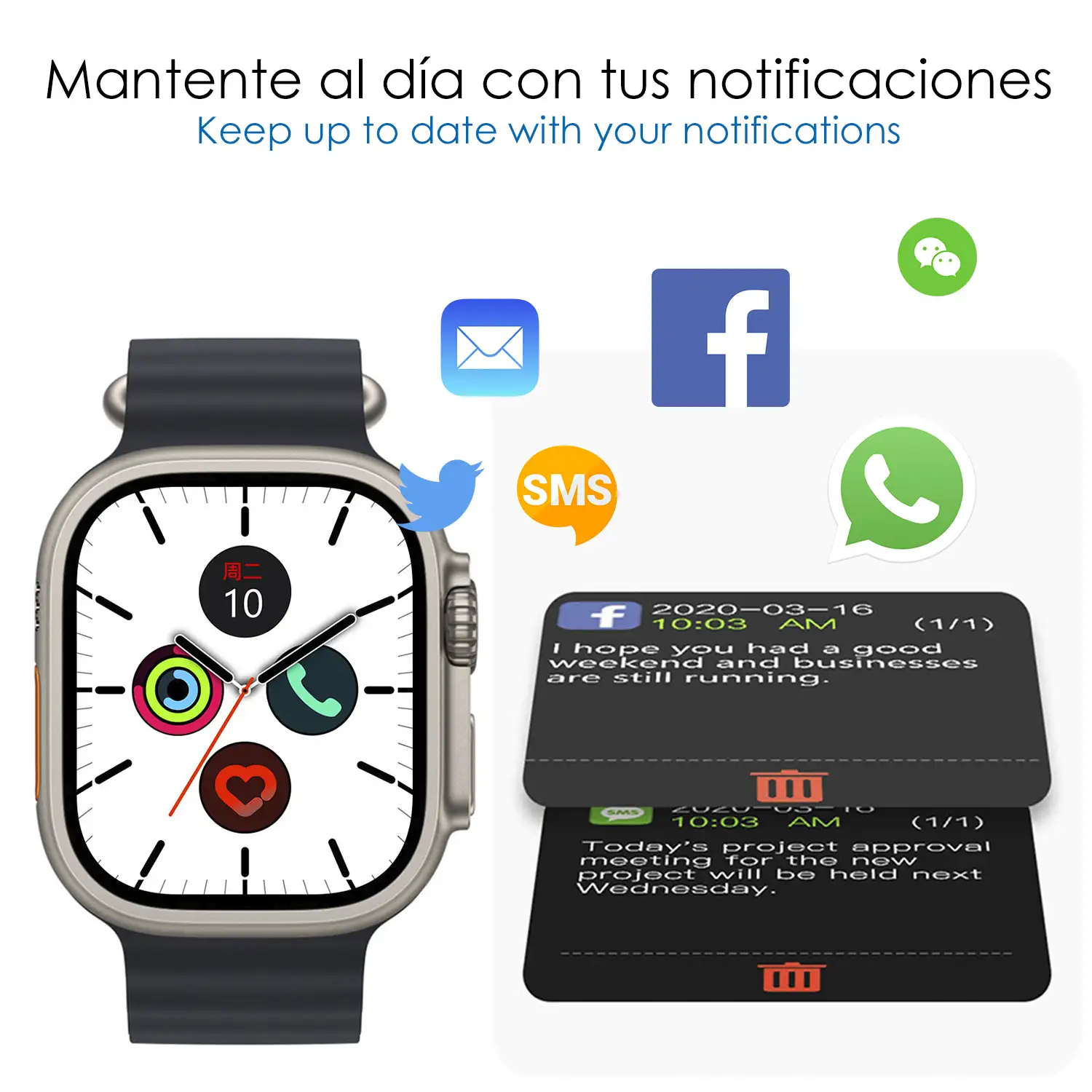 Smartwatch C9 Ultra Max con 20 modos de deporte, llamadas Bluetooth. Monitores de frecuencia cardiaca, oxígeno en sangre, tensión. Doble correa.