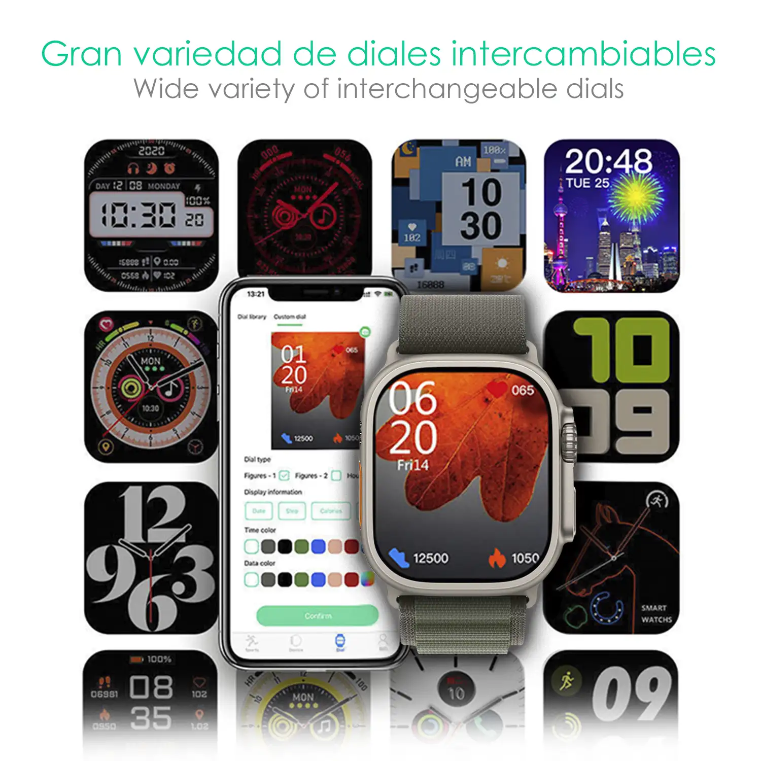 Smartwatch C9 Ultra Max con 20 modos de deporte, llamadas Bluetooth. Monitores de frecuencia cardiaca, oxígeno en sangre, tensión. Doble correa.