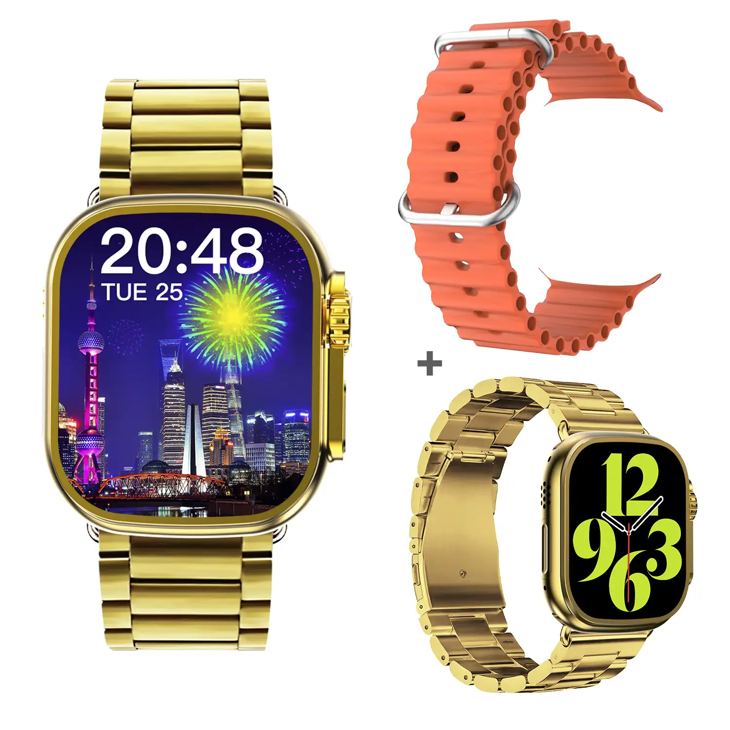 Smartwatch C9 Ultra Max con 20 modos de deporte, llamadas Bluetooth. Monitores de frecuencia cardiaca, oxígeno en sangre, tensión. Doble correa.