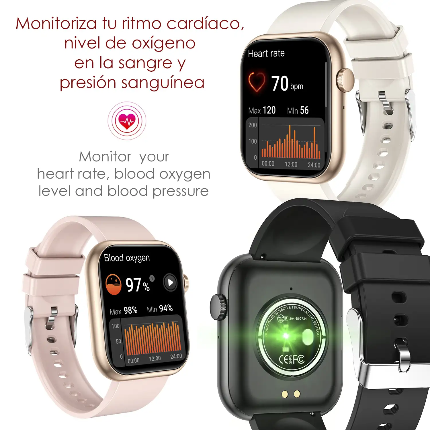 Smartwatch QX7 Pro. Llamadas Bluetooth, más de 100 modos deportivos. Monitor cardiaco, O2, glucosa y de tensión.