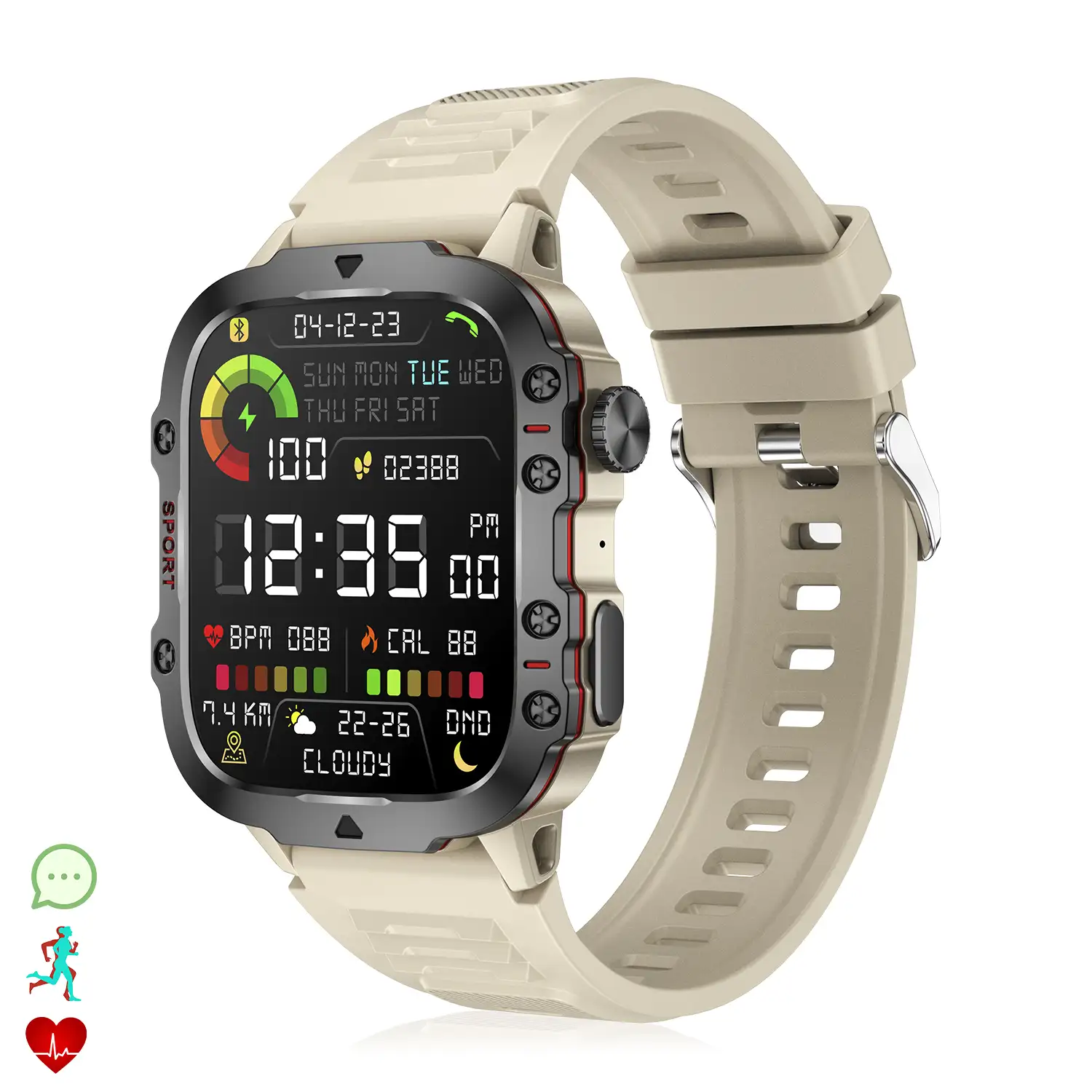 Smartwatch QX11 outdoor. Llamadas Bluetooth, notificaciones push, más de 100 modos deportivos. Monitor cardiaco y O2.