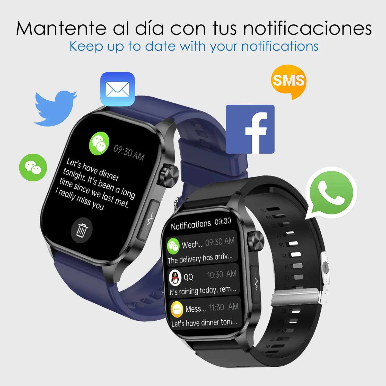 Smartwatch ET580. ECG con banda para pecho, glucosa en sangre, ácido úrico y lípidos, IMC grasa corporal, temperatura, O2 y tensión.