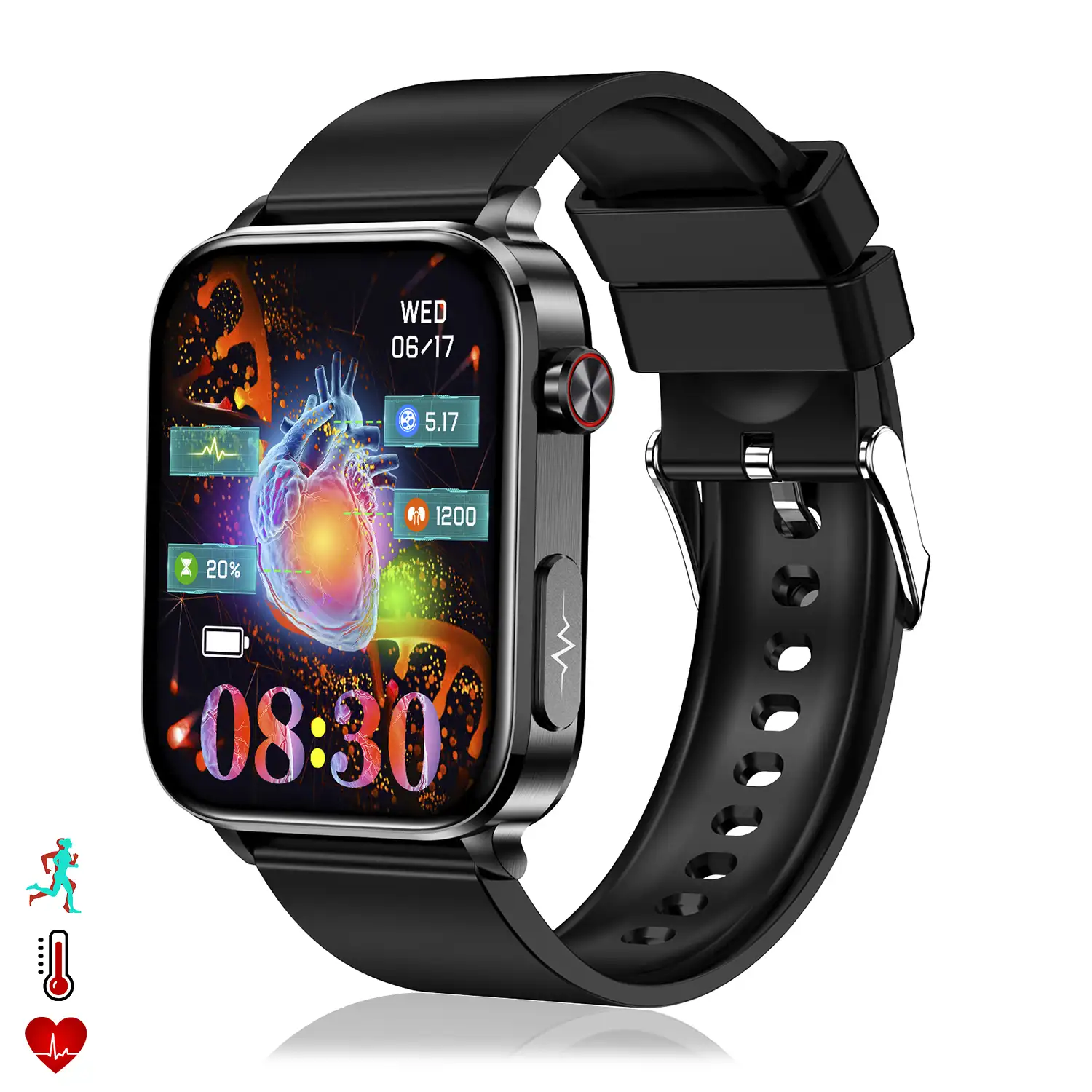 Smartwatch TK15. ECG , glucosa en sangre, ácido úrico y lípidos, IMC grasa corporal, temperatura, O2 y tensión.