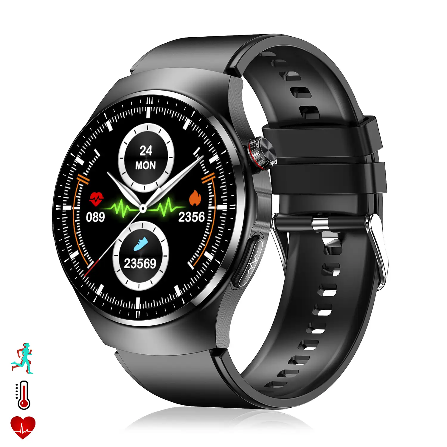 Smartwatch TK25. ECG , glucosa en sangre, ácido úrico y lípidos, IMC grasa corporal, temperatura, O2 y tensión.