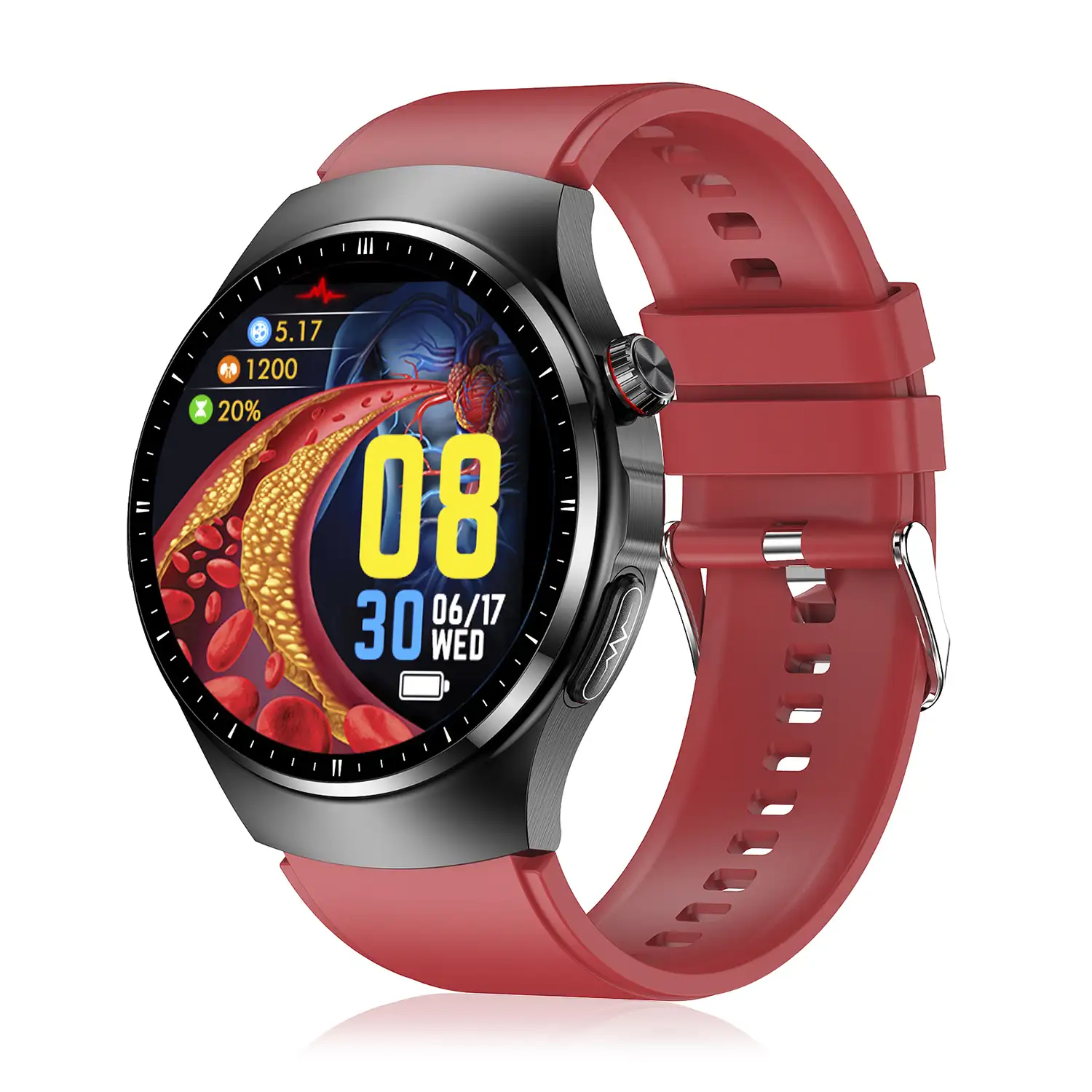 Smartwatch TK25. ECG , glucosa en sangre, ácido úrico y lípidos, IMC grasa corporal, temperatura, O2 y tensión.
