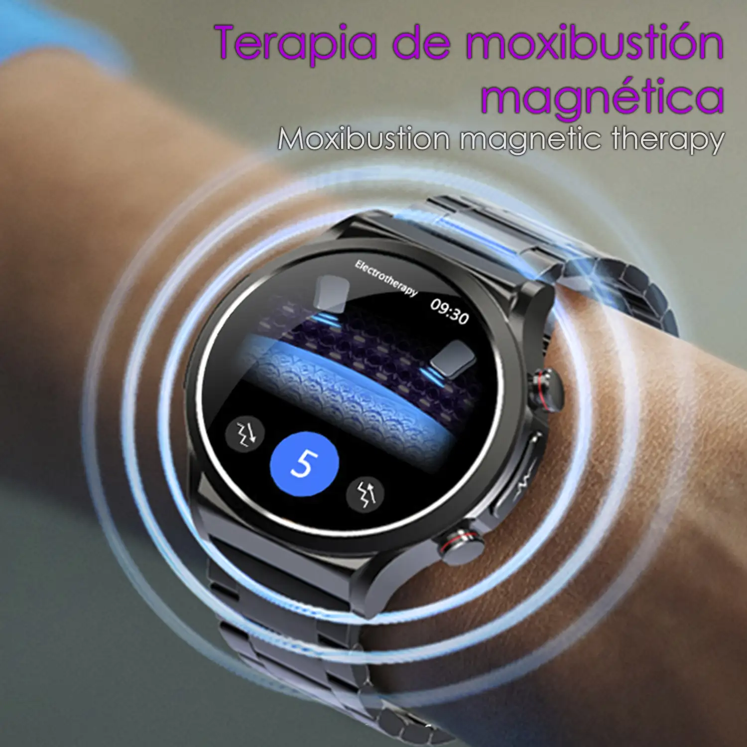 Smartwatch TK21P. Terapia de moxibustión magnética. Ácido úrico y lípidos, ECG , glucosa en sangre, temperatura, O2 y tensión.