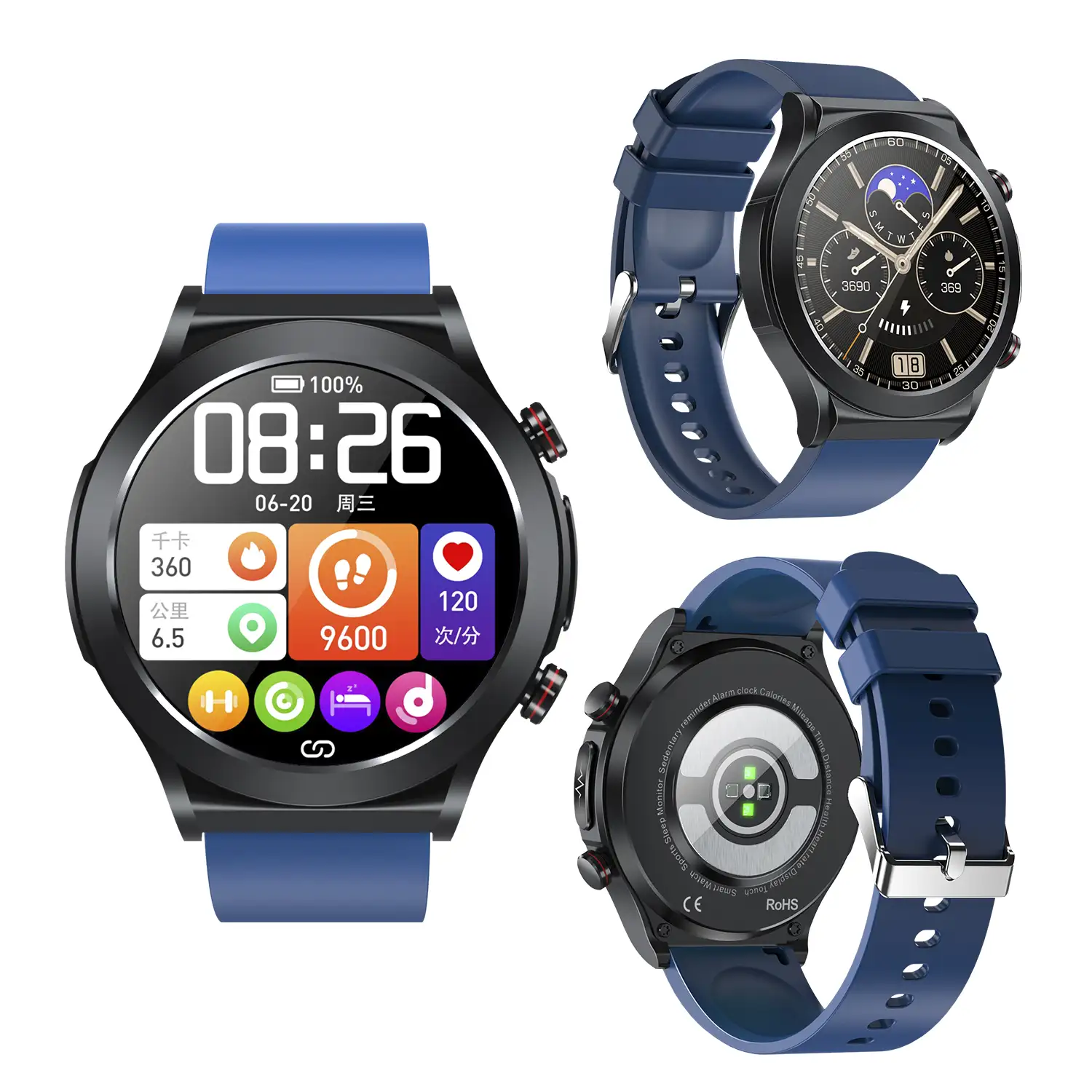 Smartwatch TK21P. Terapia de moxibustión magnética. Ácido úrico y lípidos, ECG , glucosa en sangre, temperatura, O2 y tensión.