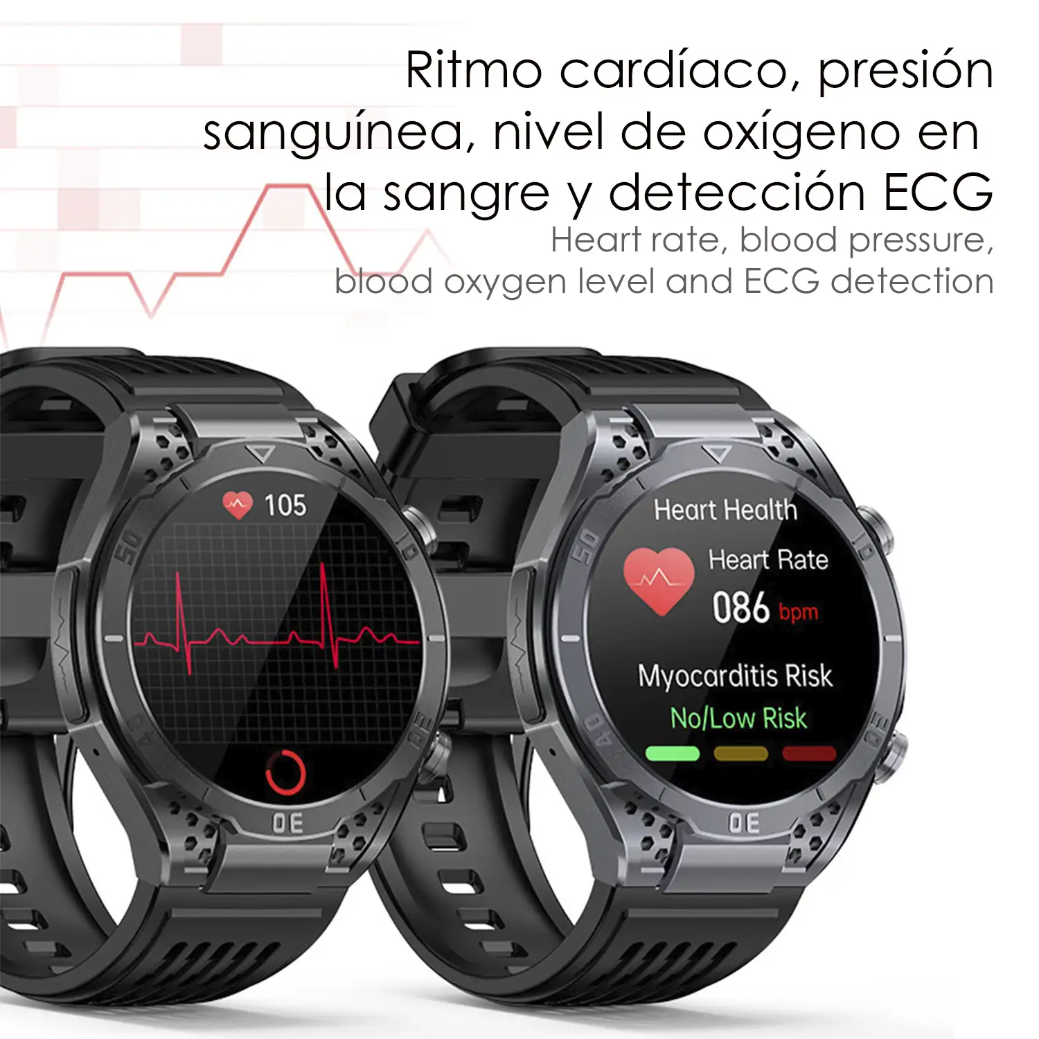 Smartwatch JA01. Monitor de ácido úrico y lípidos, control de glucosa en sangre, electrocardiograma ECG, composición corporal.