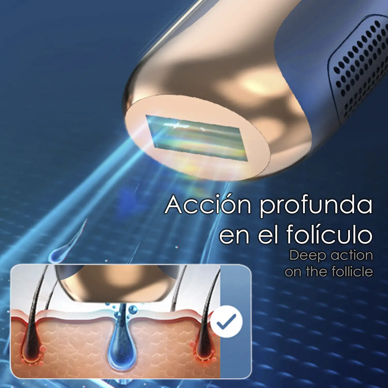 Depiladora por punto de congelación T60. 5 niveles, refrigeración por zafiro. Base de esterilización con lámpara UV.