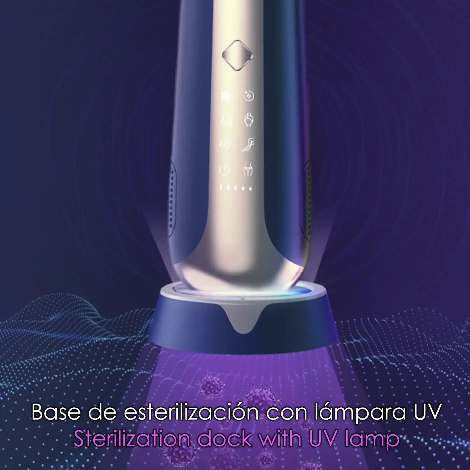 Depiladora por punto de congelación T60. 5 niveles, refrigeración por zafiro. Base de esterilización con lámpara UV.